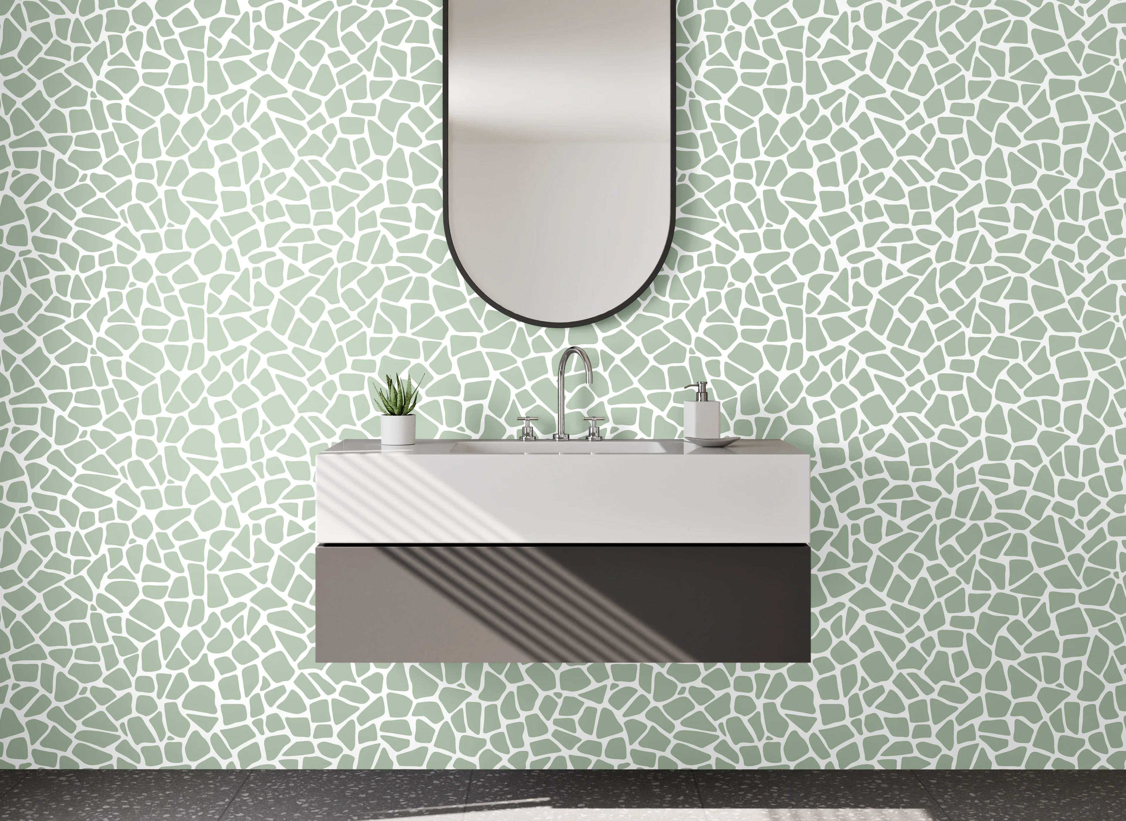 Waschbecken-Rückwand - Modernes Mosaik Muster Grau Weiß