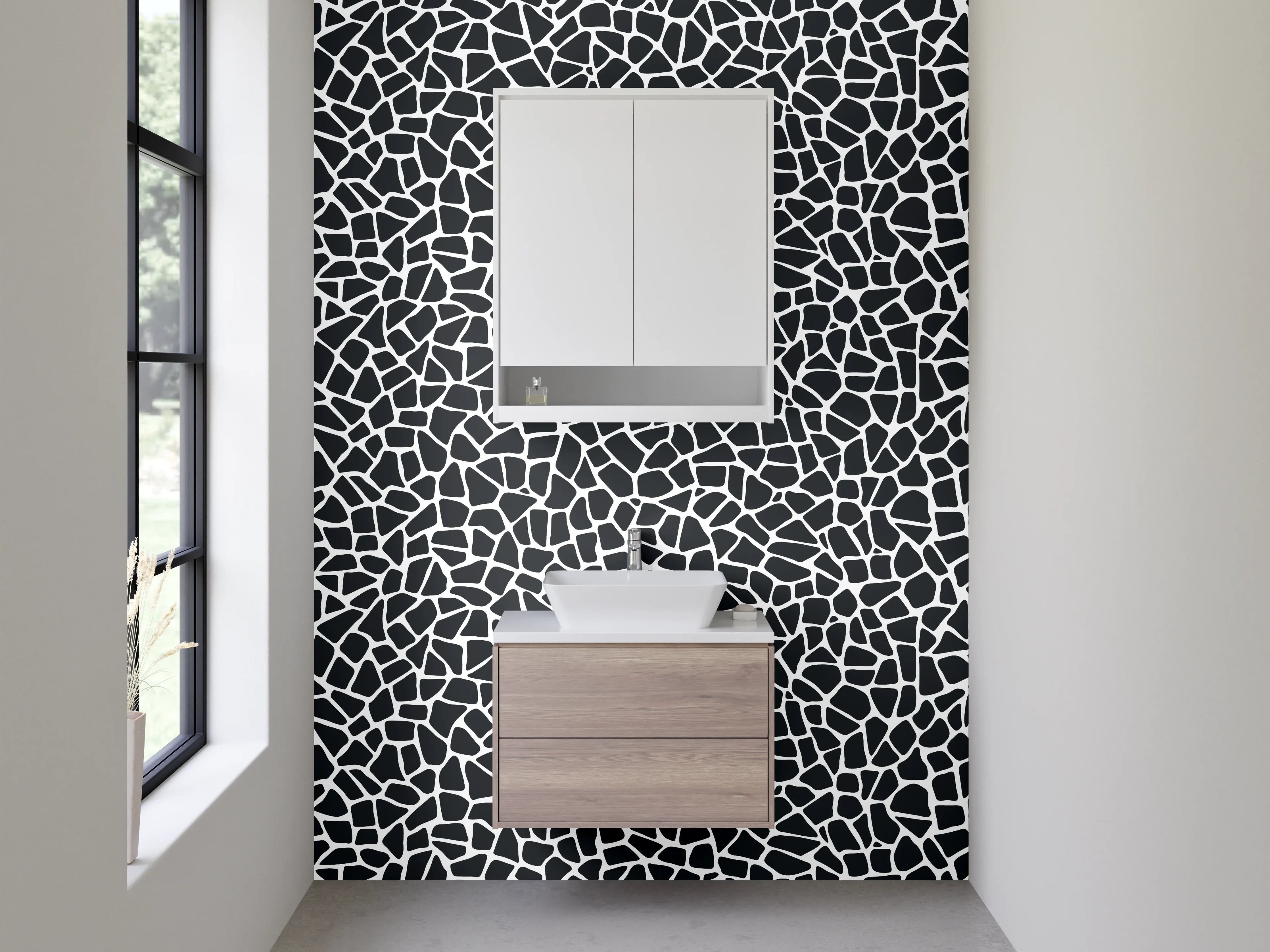Waschbecken-Rückwand - Modernes Mosaik Schwarz-Weiß Muster