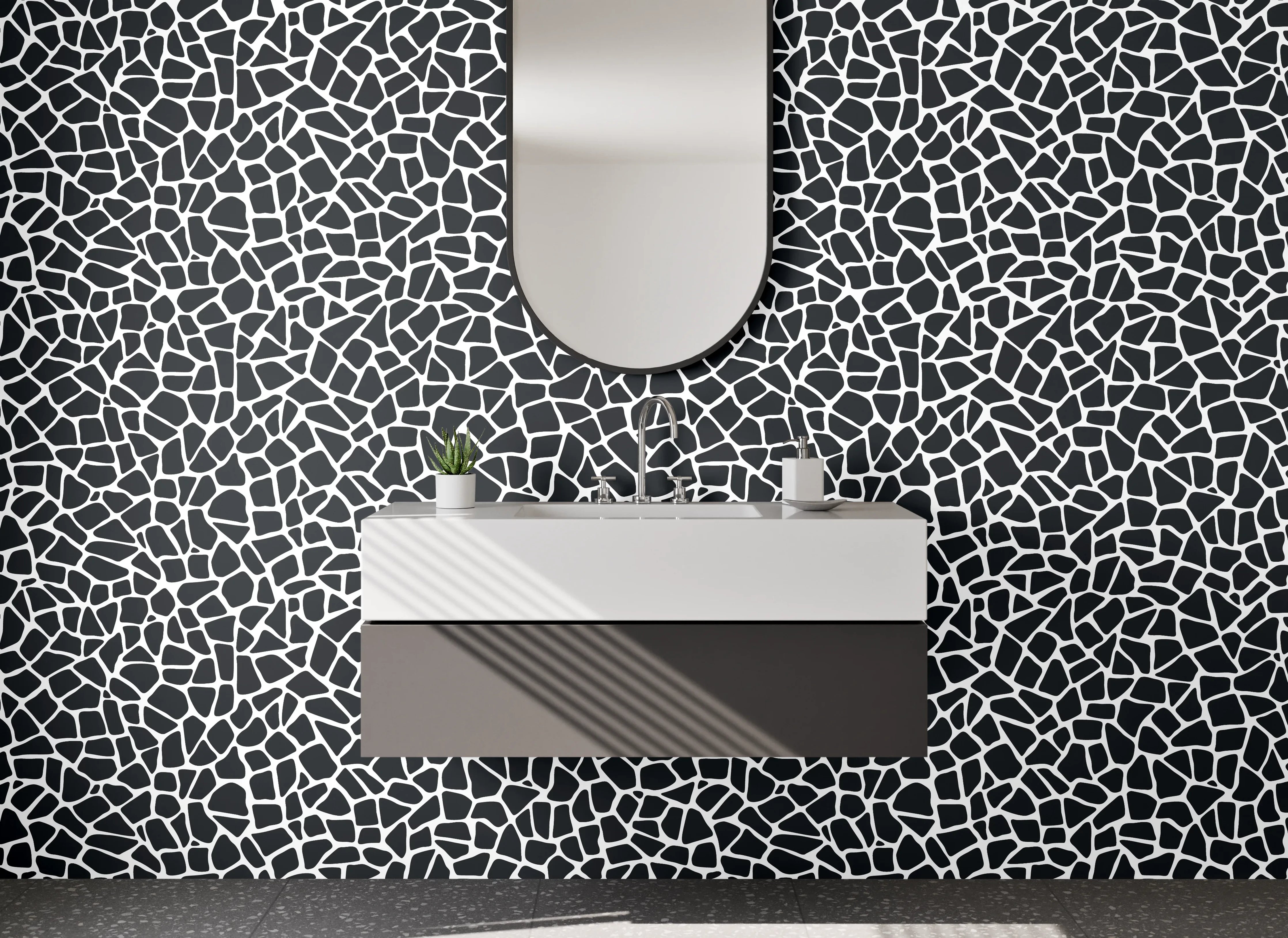 Waschbecken-Rückwand - Modernes Mosaik Schwarz-Weiß Muster