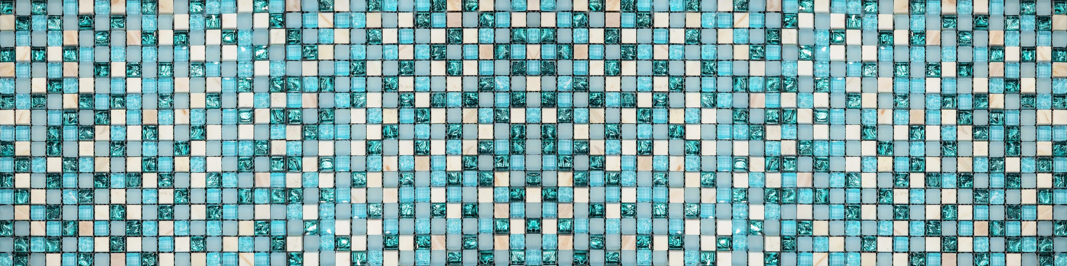 Waschbecken-Rückwand-Modernes Mosaik in Türkis und Weiß