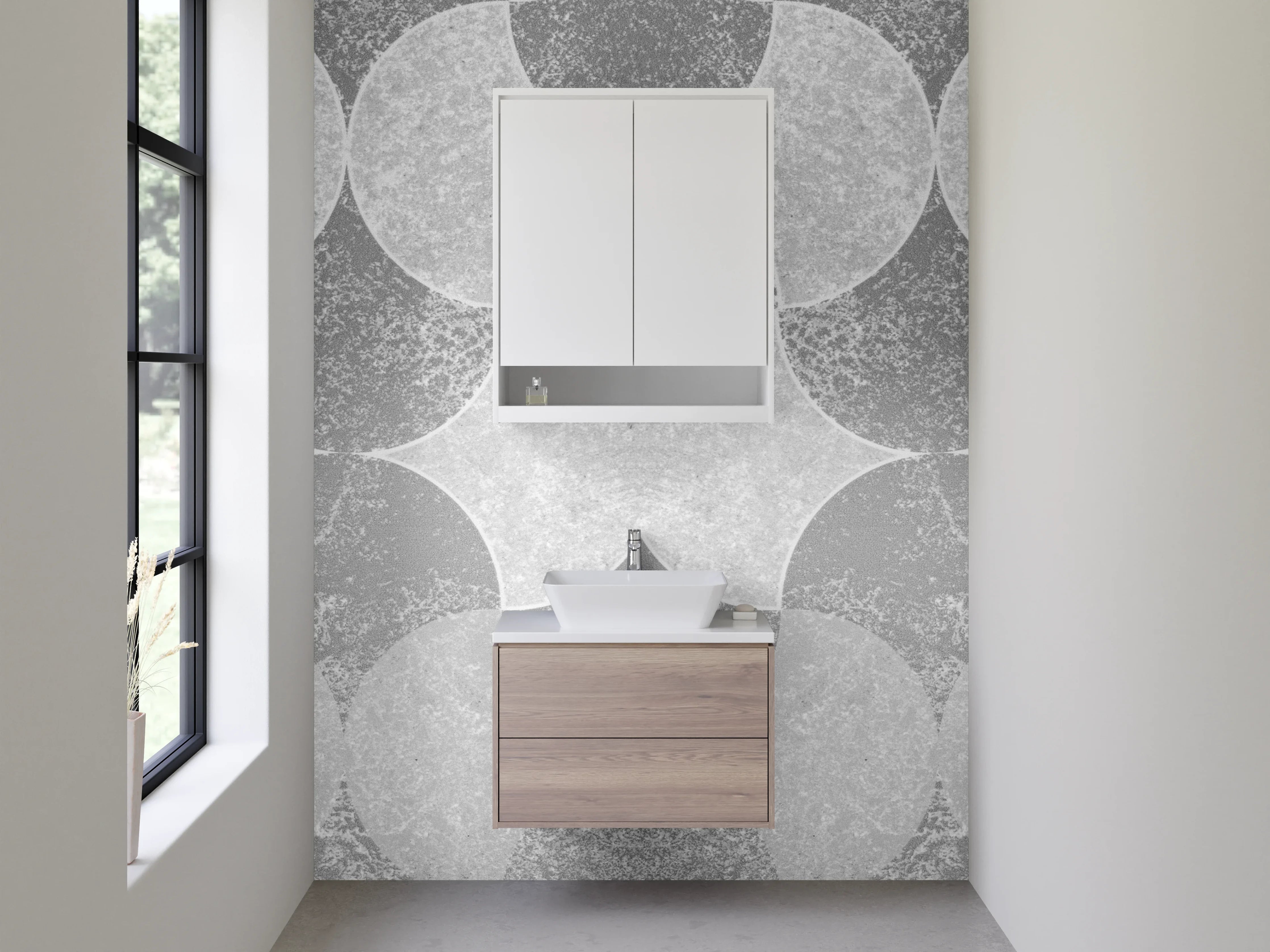 Waschbecken-Rückwand - Modernes Weiß-Grau-Pattern für Badezimmer