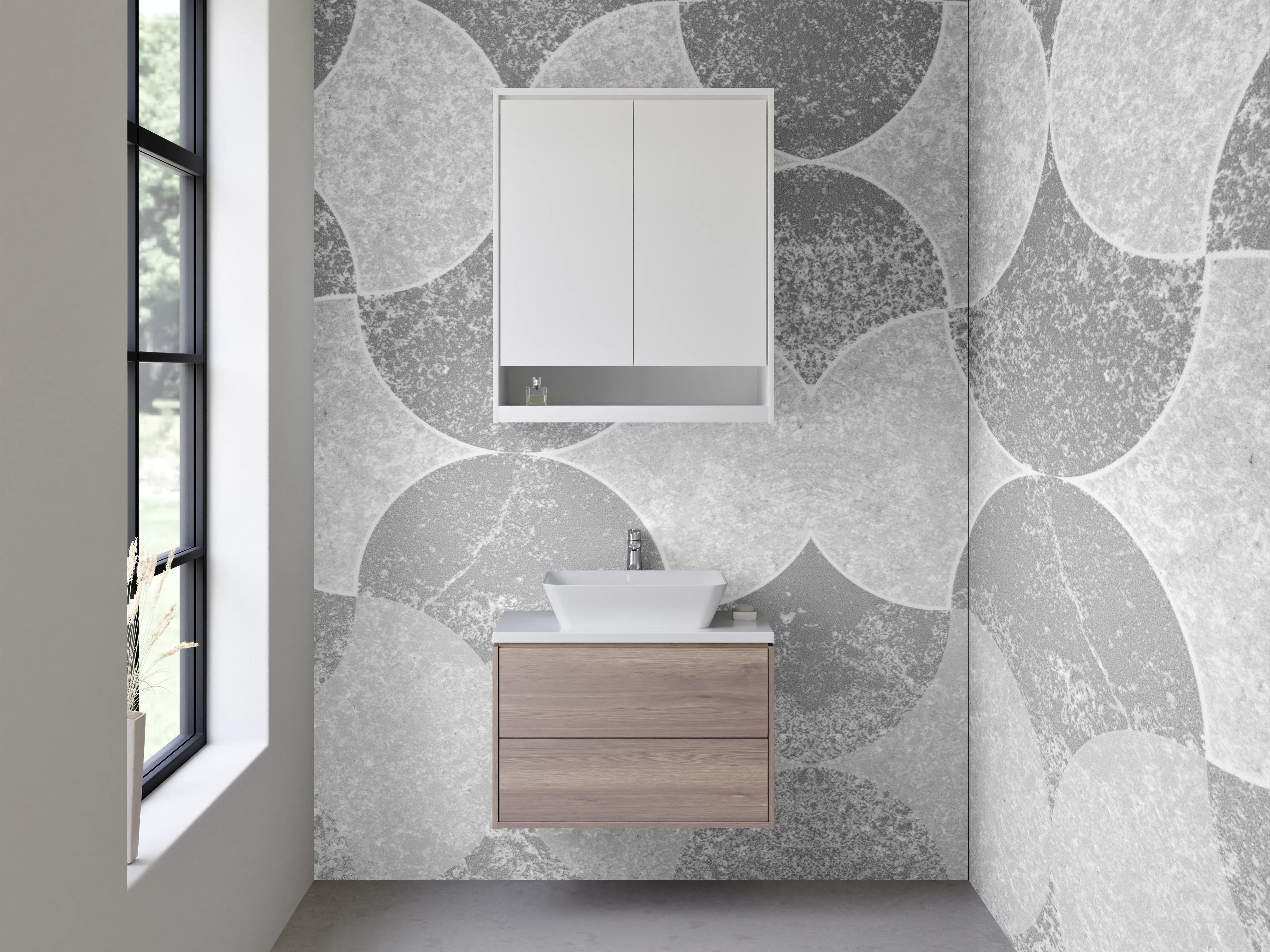 Waschbecken-Rückwand - Modernes Weiß-Grau-Pattern für Badezimmer