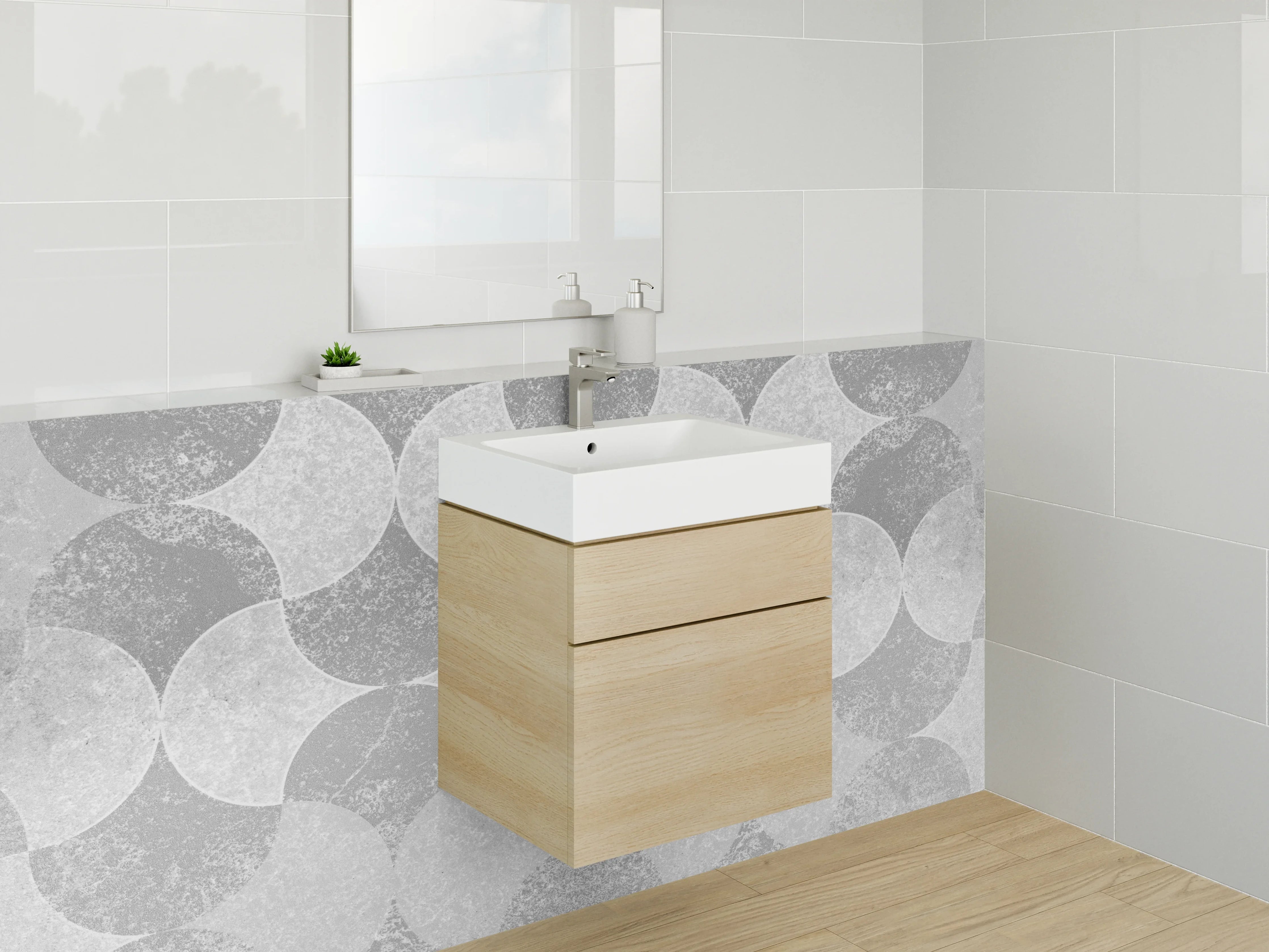 Waschbecken-Rückwand - Modernes Weiß-Grau-Pattern für Badezimmer