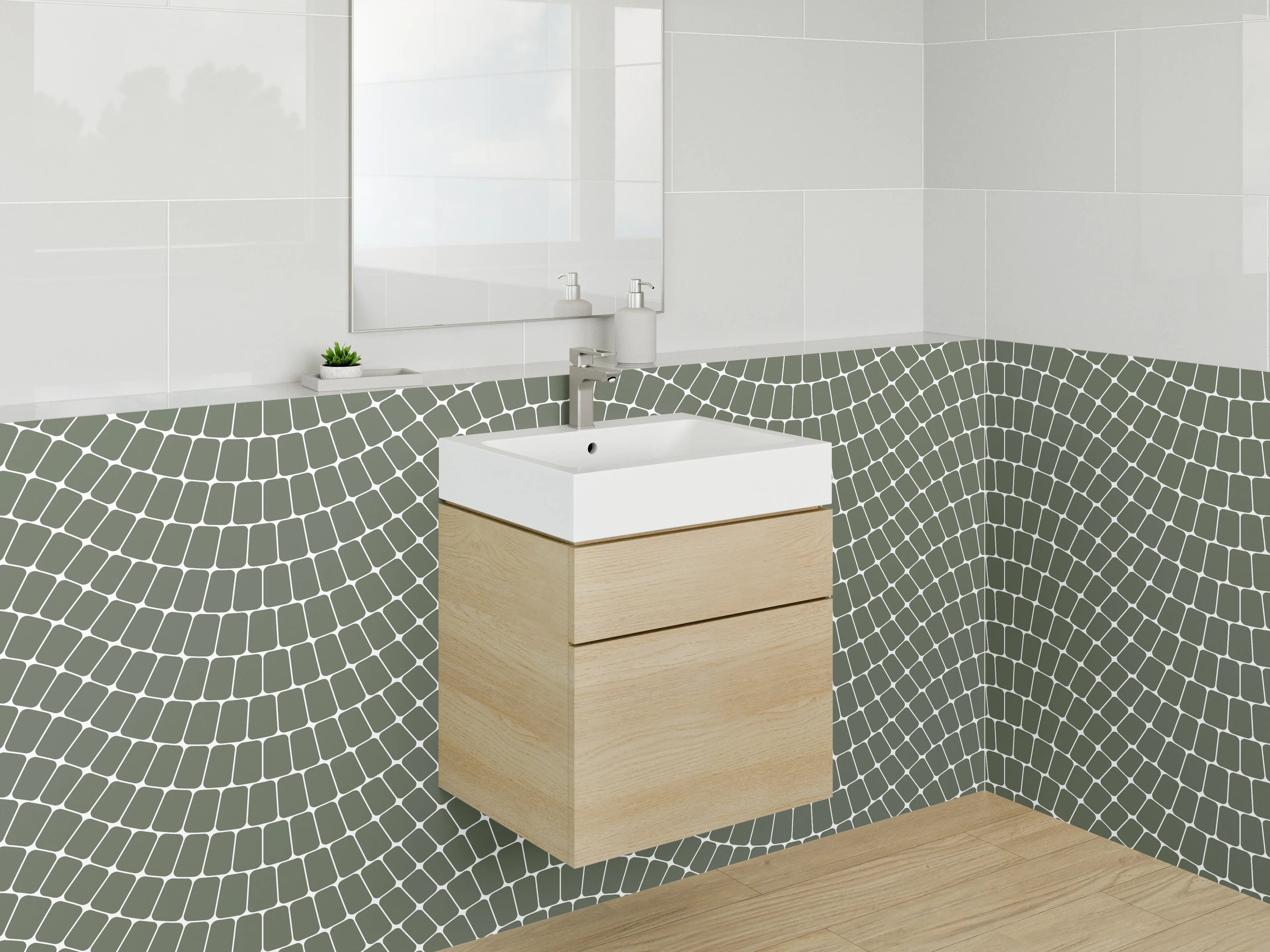Waschbecken-Rückwand - Modernes Wellenmuster Grafik