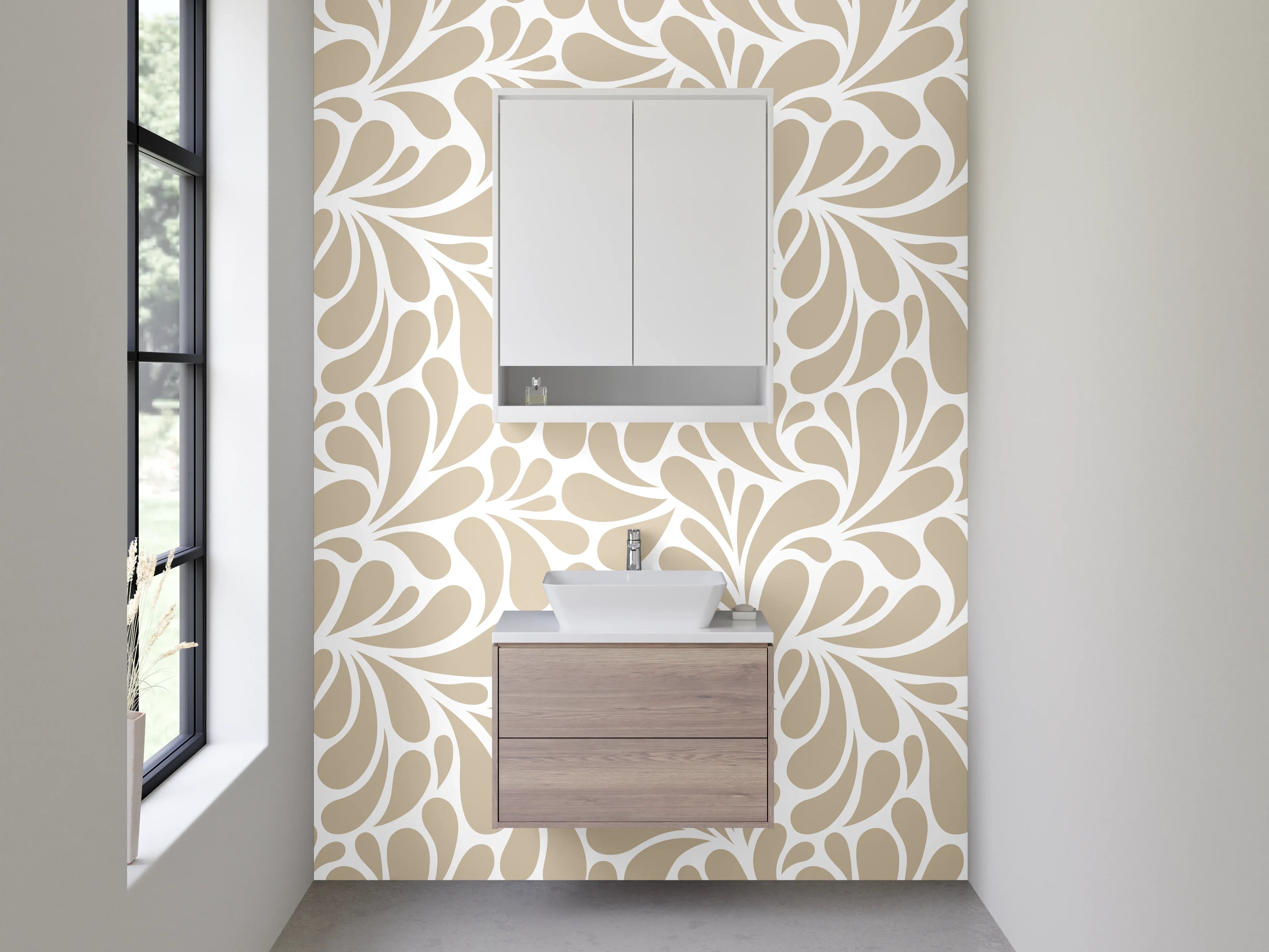 Waschbecken-Rückwand - Modernes abstraktes Ornament Muster Beige