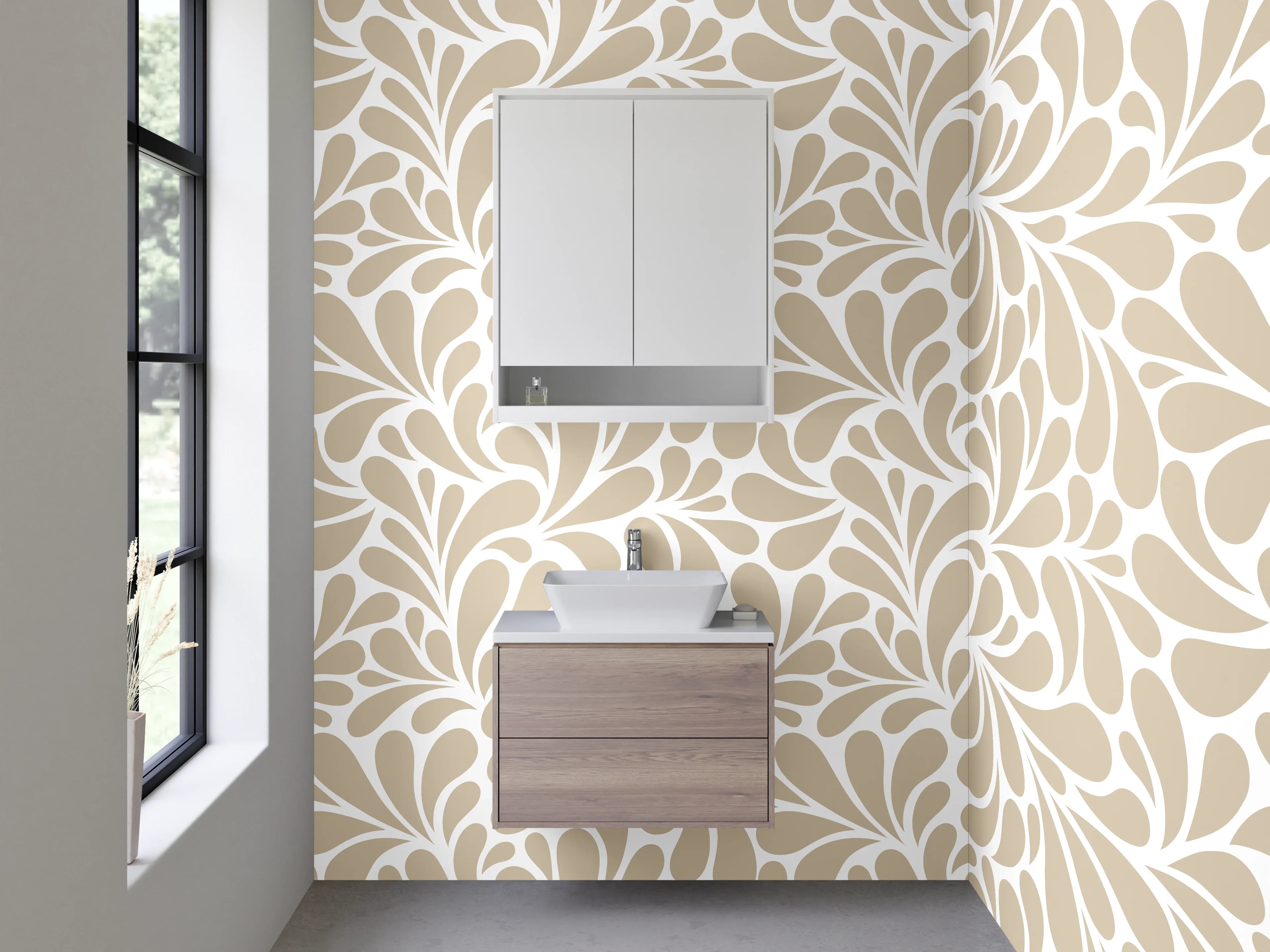 Waschbecken-Rückwand - Modernes abstraktes Ornament Muster Beige