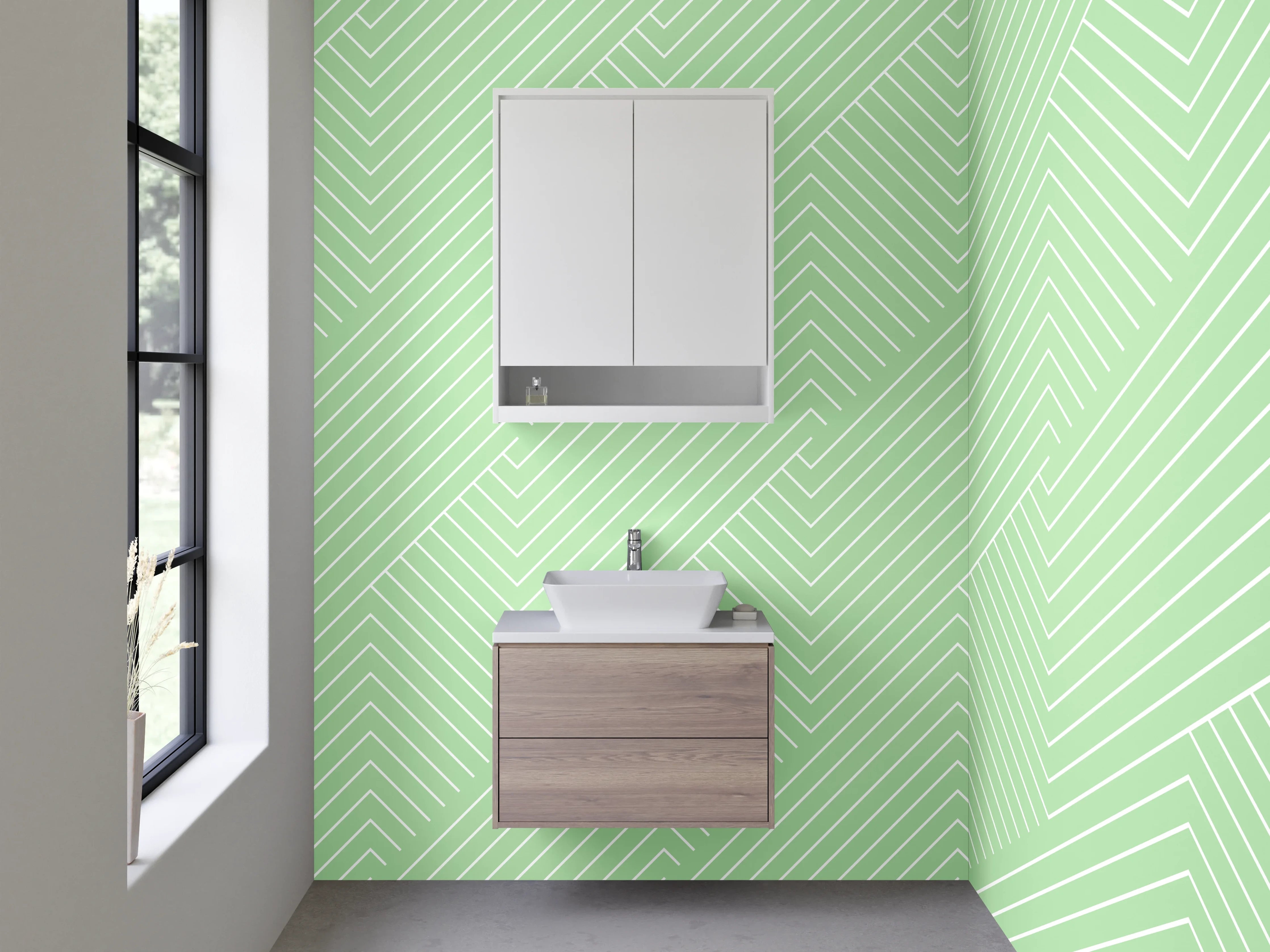 Waschbecken-Rückwand - Modernes geometrisches Linienmuster Mintgrün