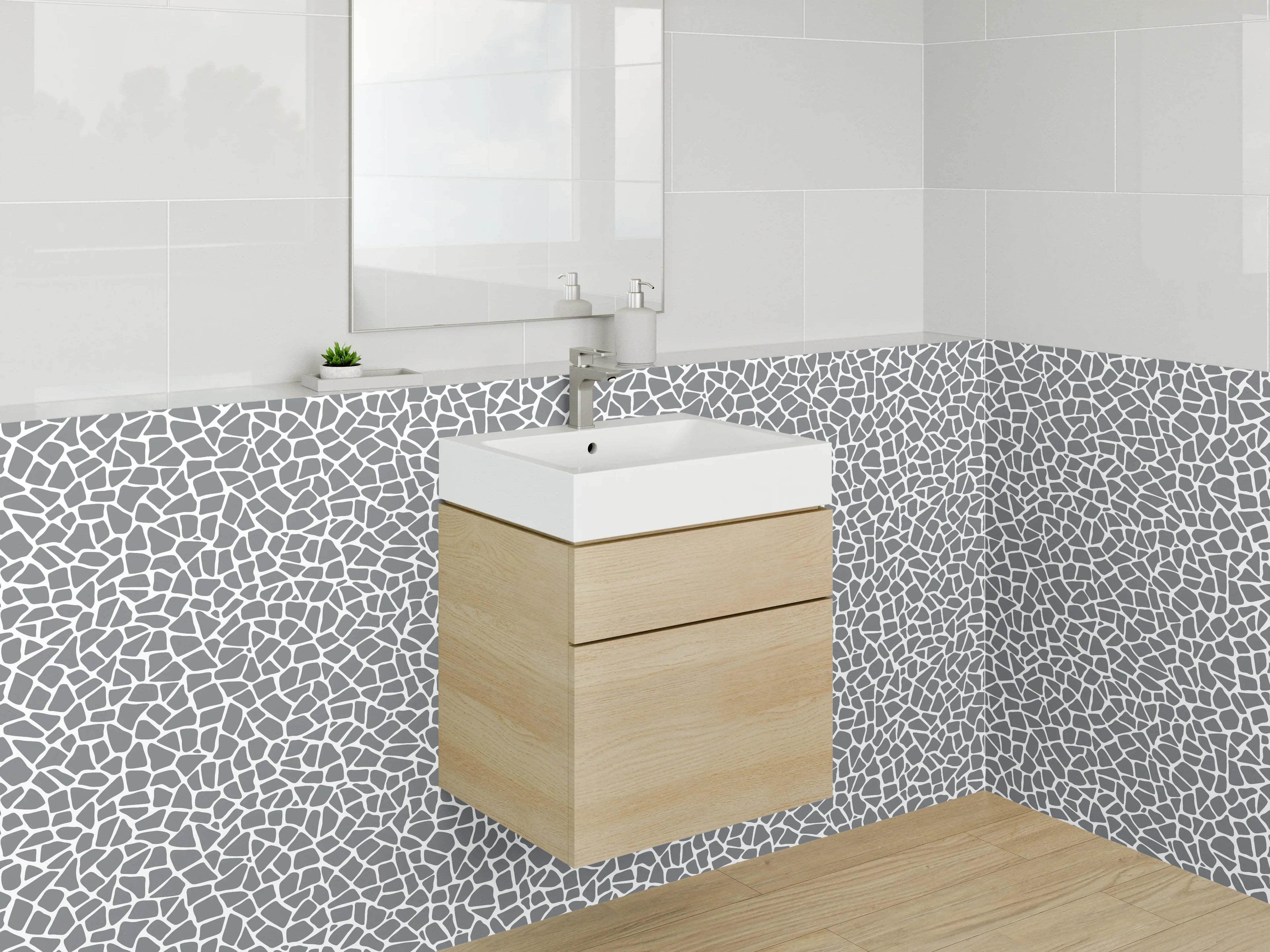 Waschbecken-Rückwand - Modernes graues Mosaik Muster