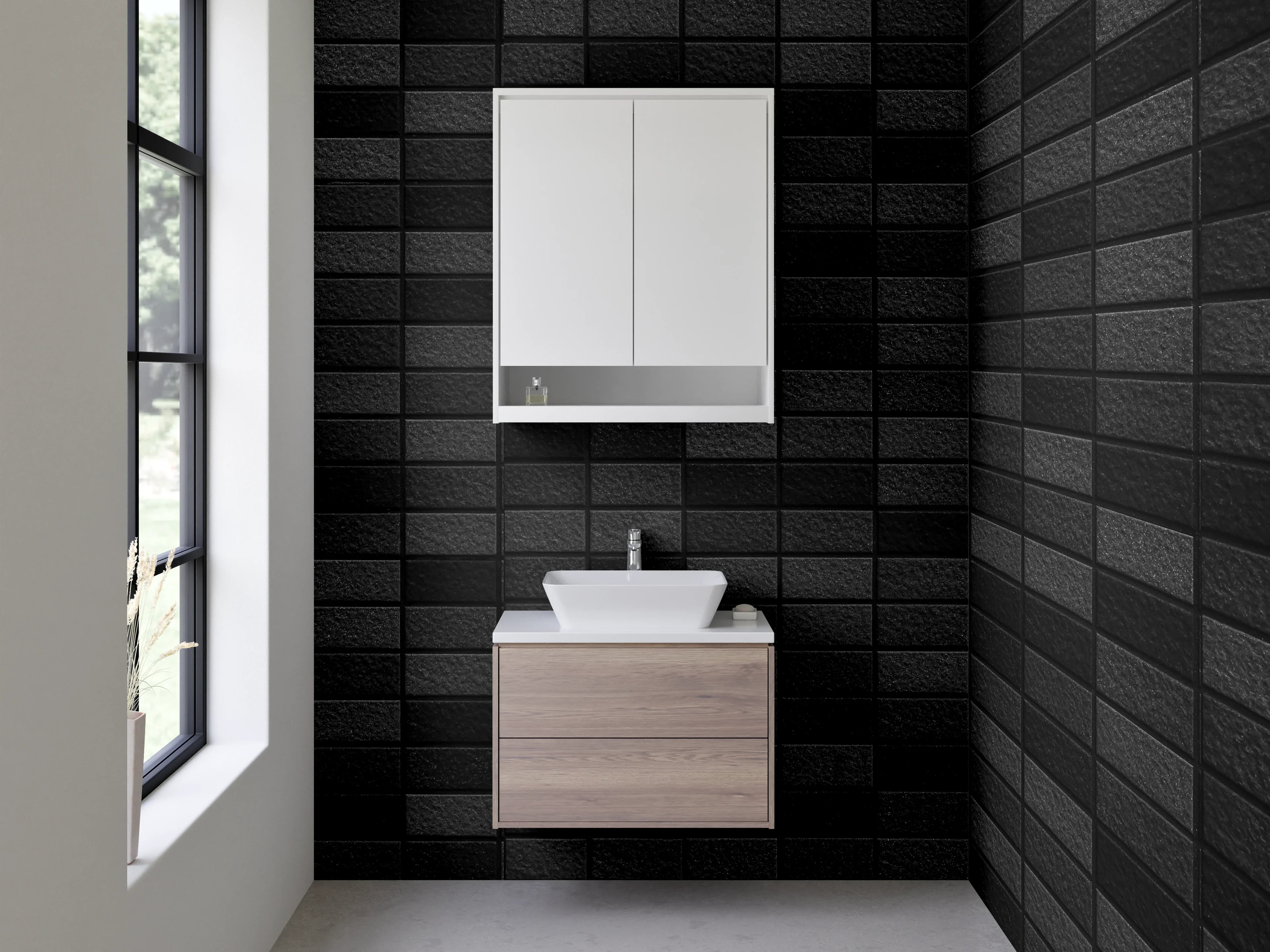 Waschbecken-Rückwand - Modernes schwarzes Mosaik-Fliesenmuster