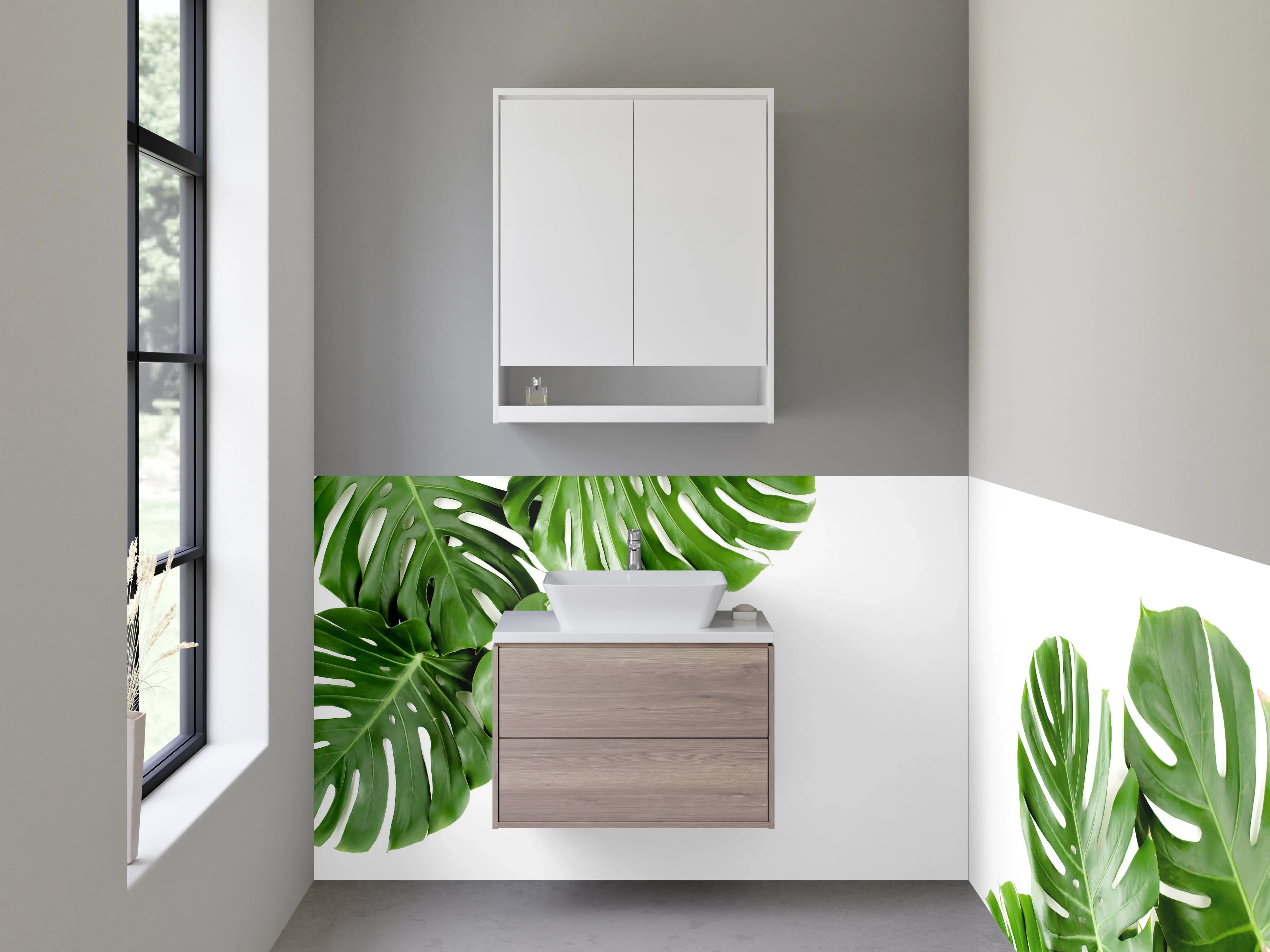 Waschbecken-Rückwand - Monstera Blätter Tropisch Grün