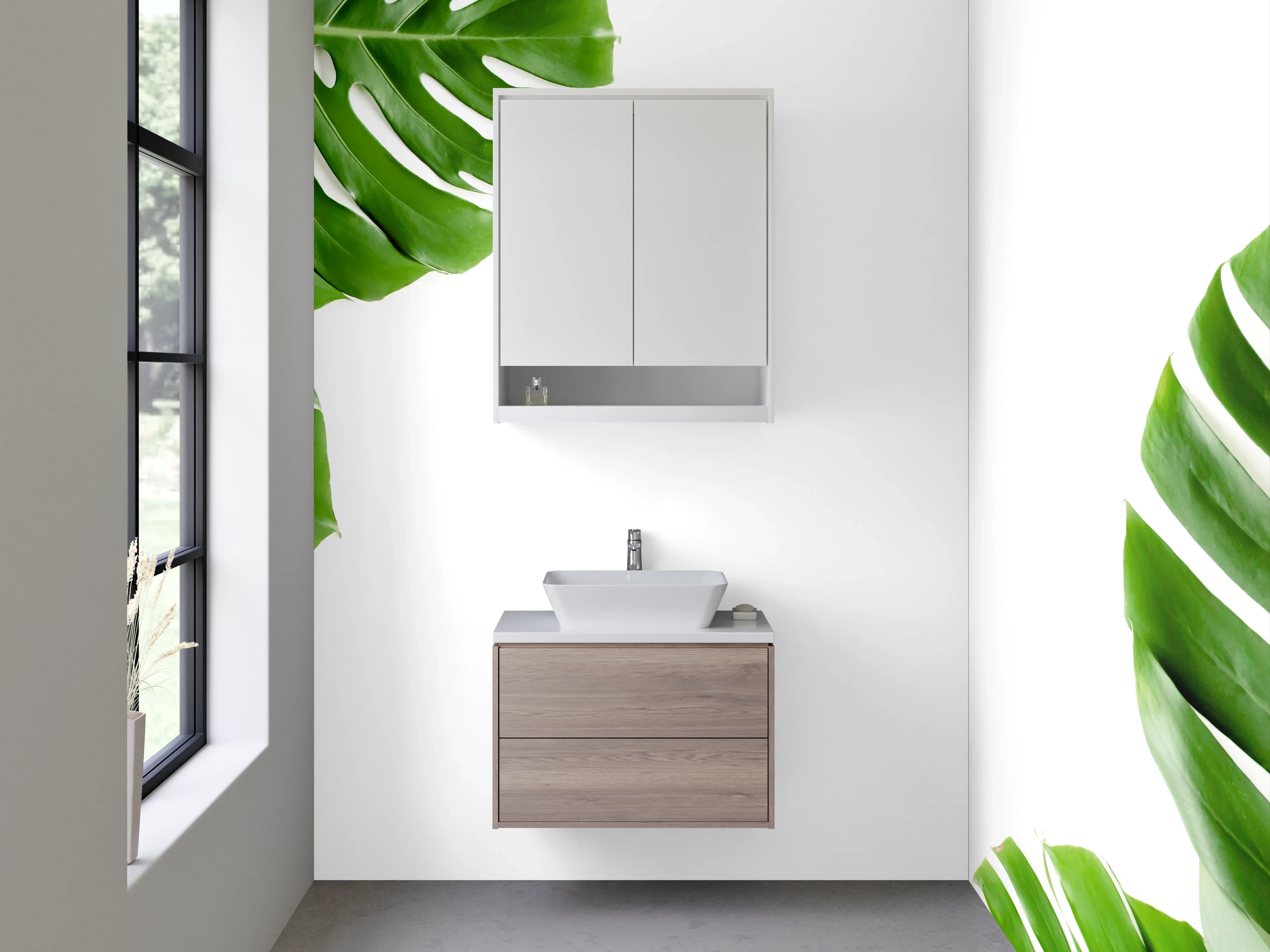 Waschbecken-Rückwand - Monstera Blätter Tropisch Grün