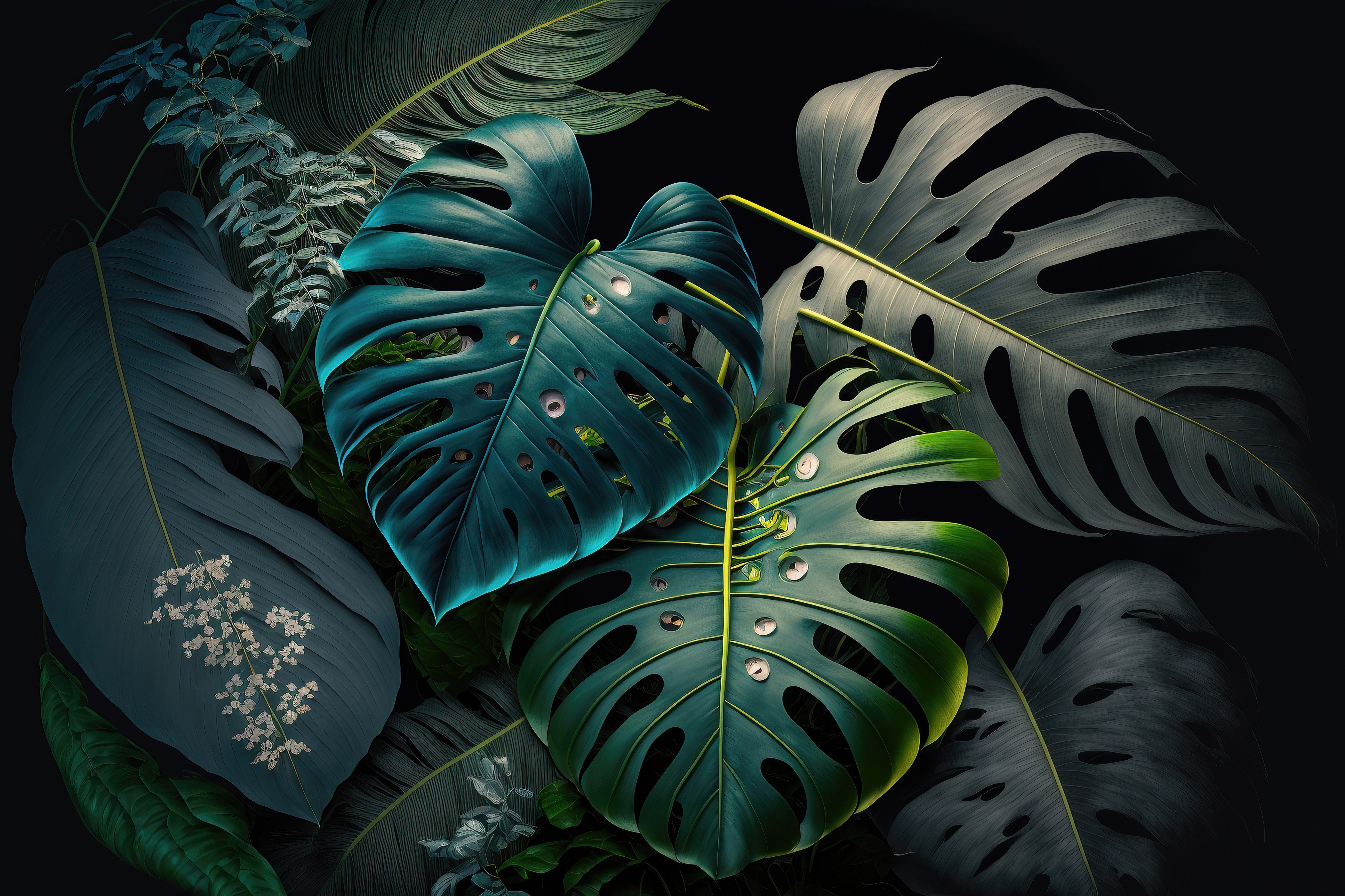 Waschbecken-Rückwand-Monstera Dschungel Blätter Kunst