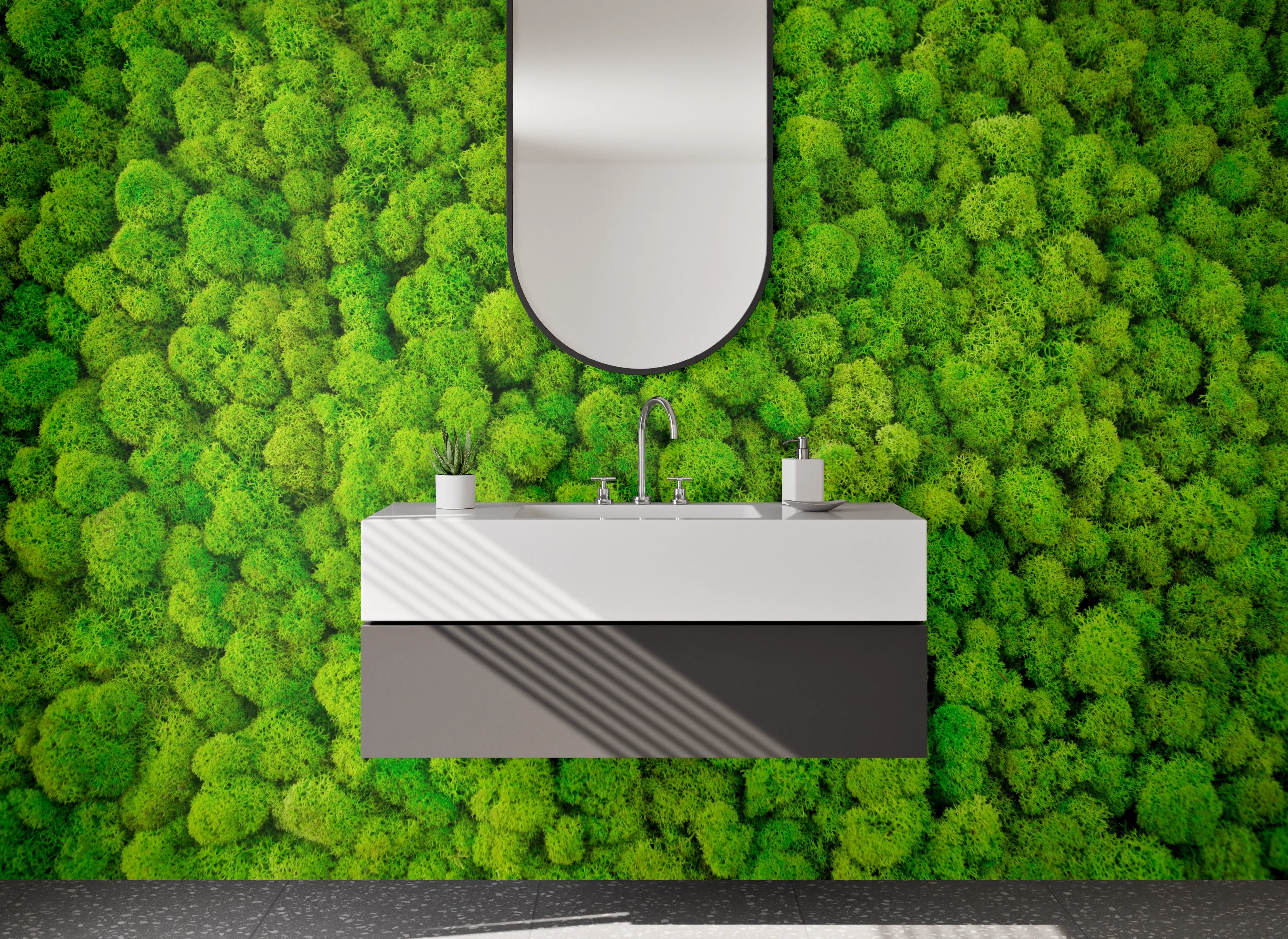 Waschbecken-Rückwand - Moos Wald von oben Naturgrün