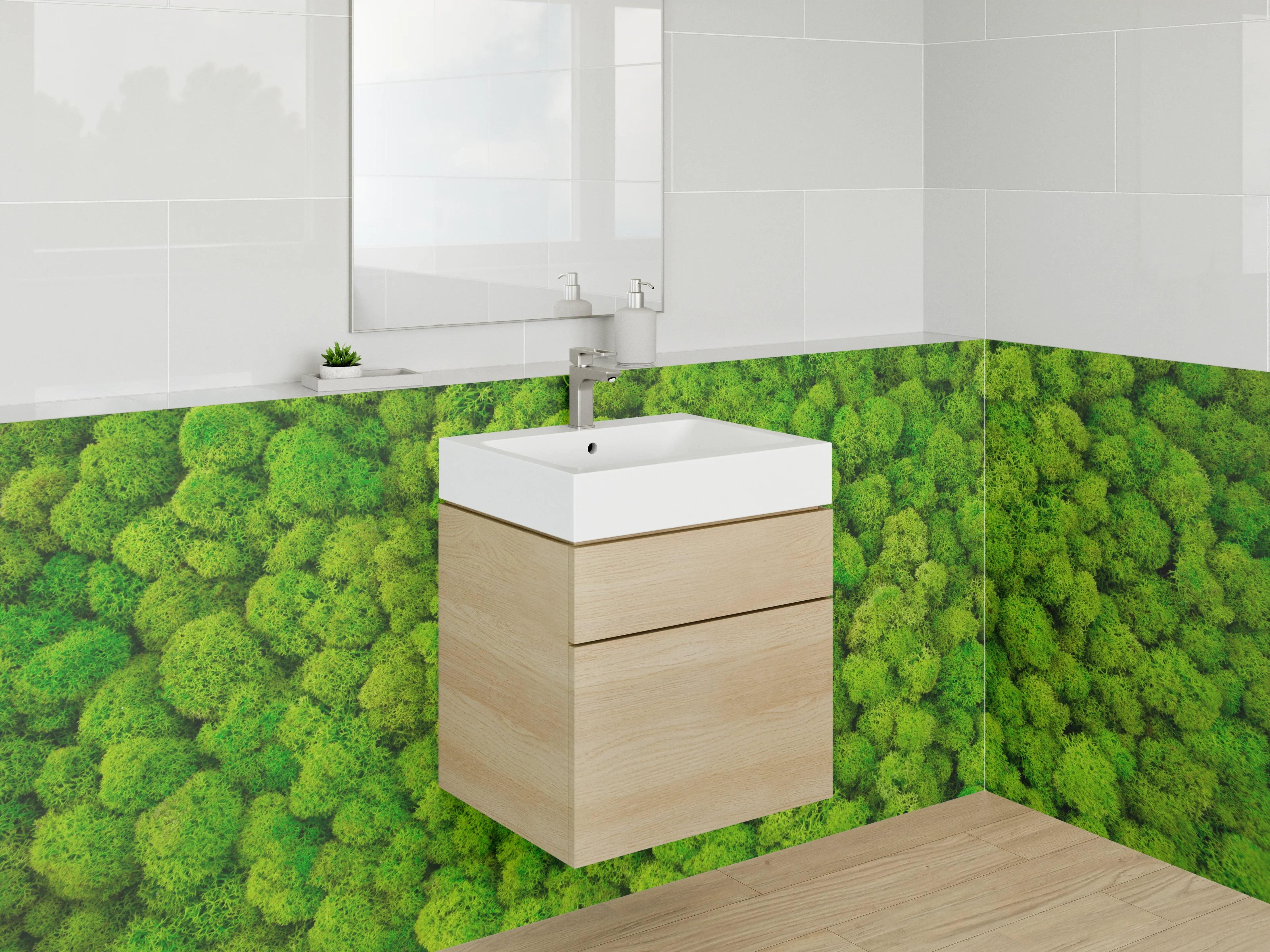 Waschbecken-Rückwand - Moos Wald von oben Naturgrün