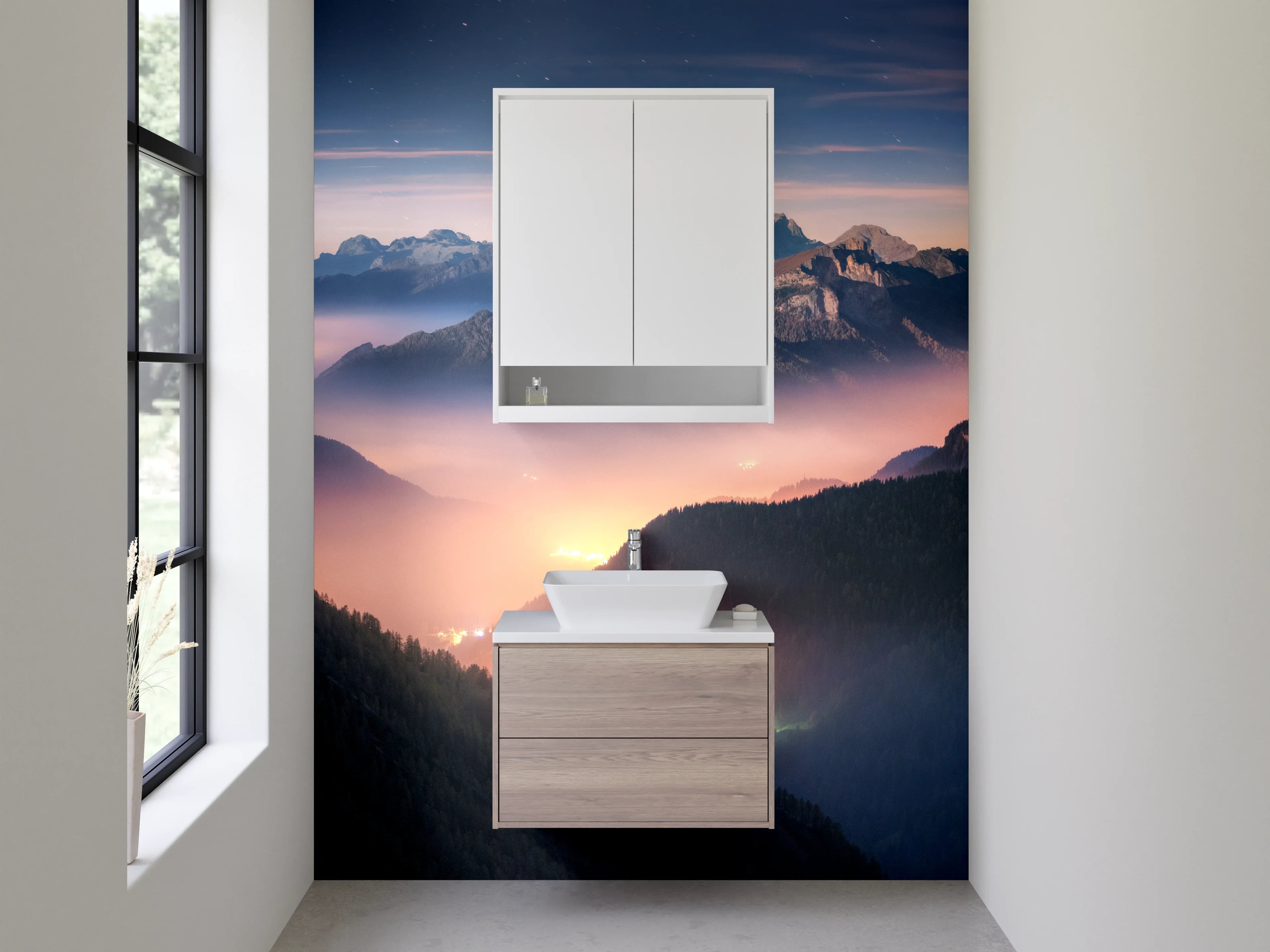 Waschbecken-Rückwand - Morgenlicht im Grauweg