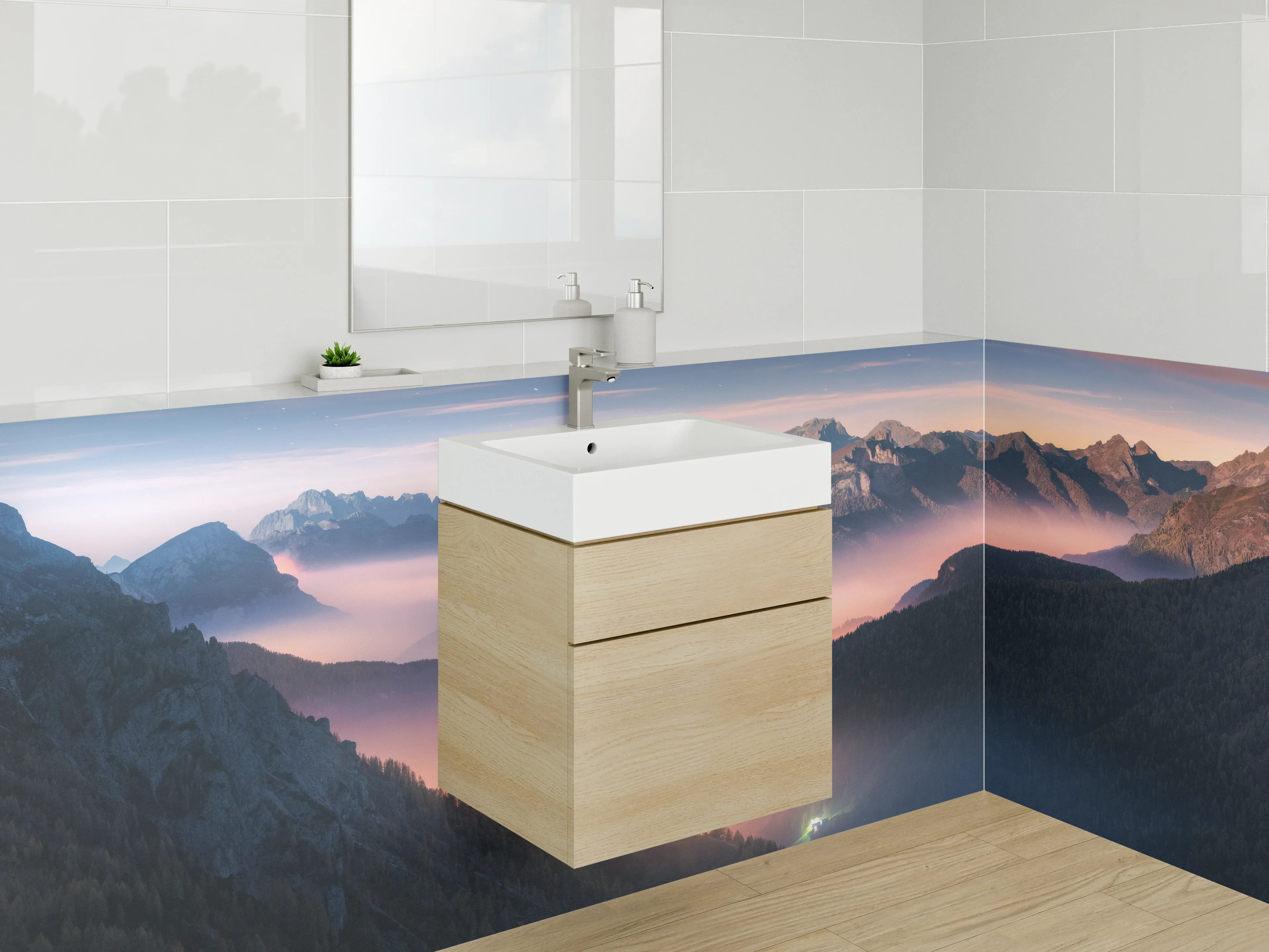 Waschbecken-Rückwand - Morgenlicht im Grauweg