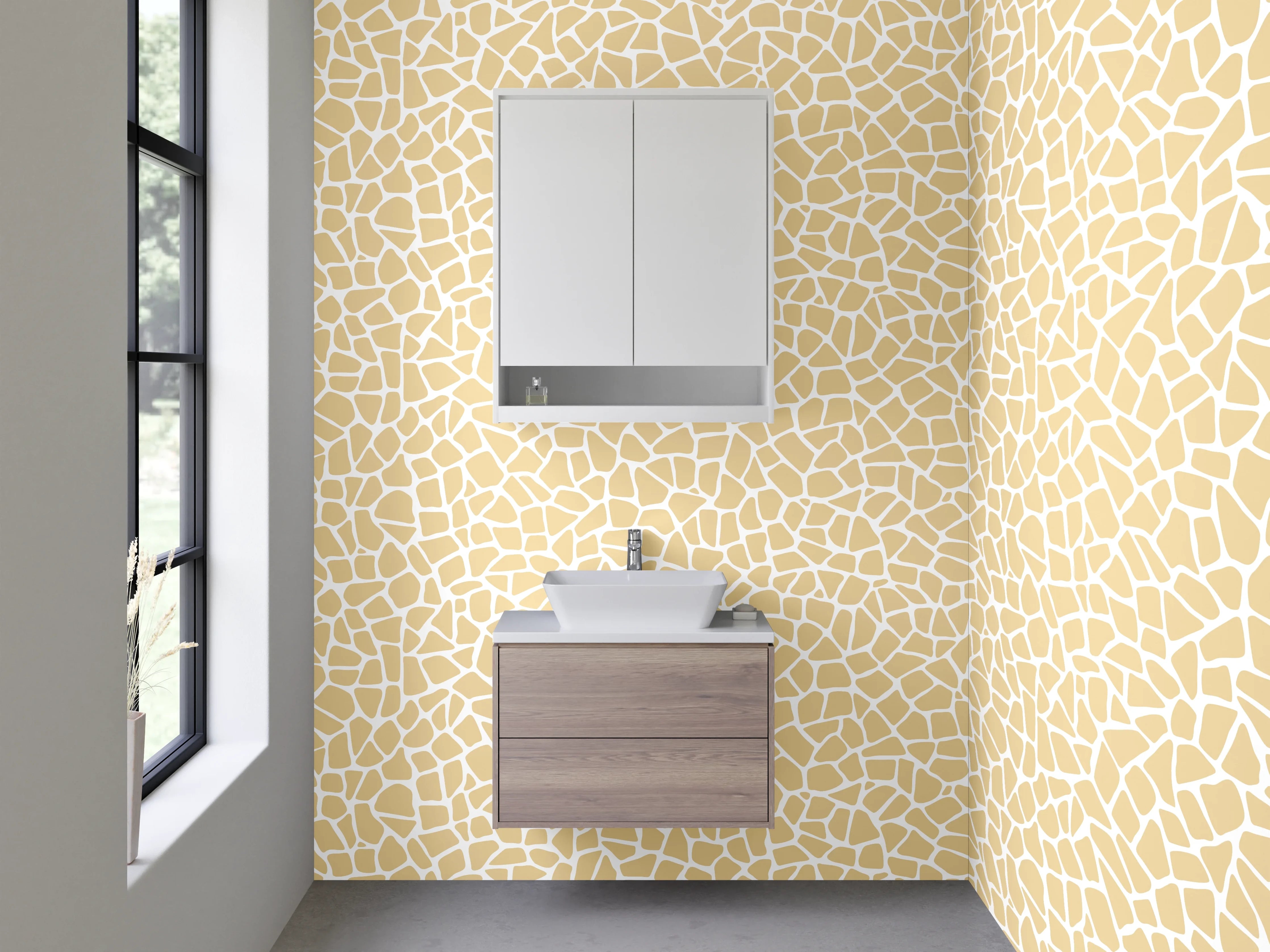 Waschbecken-Rückwand - Mosaik Muster Beige Weiß Modern