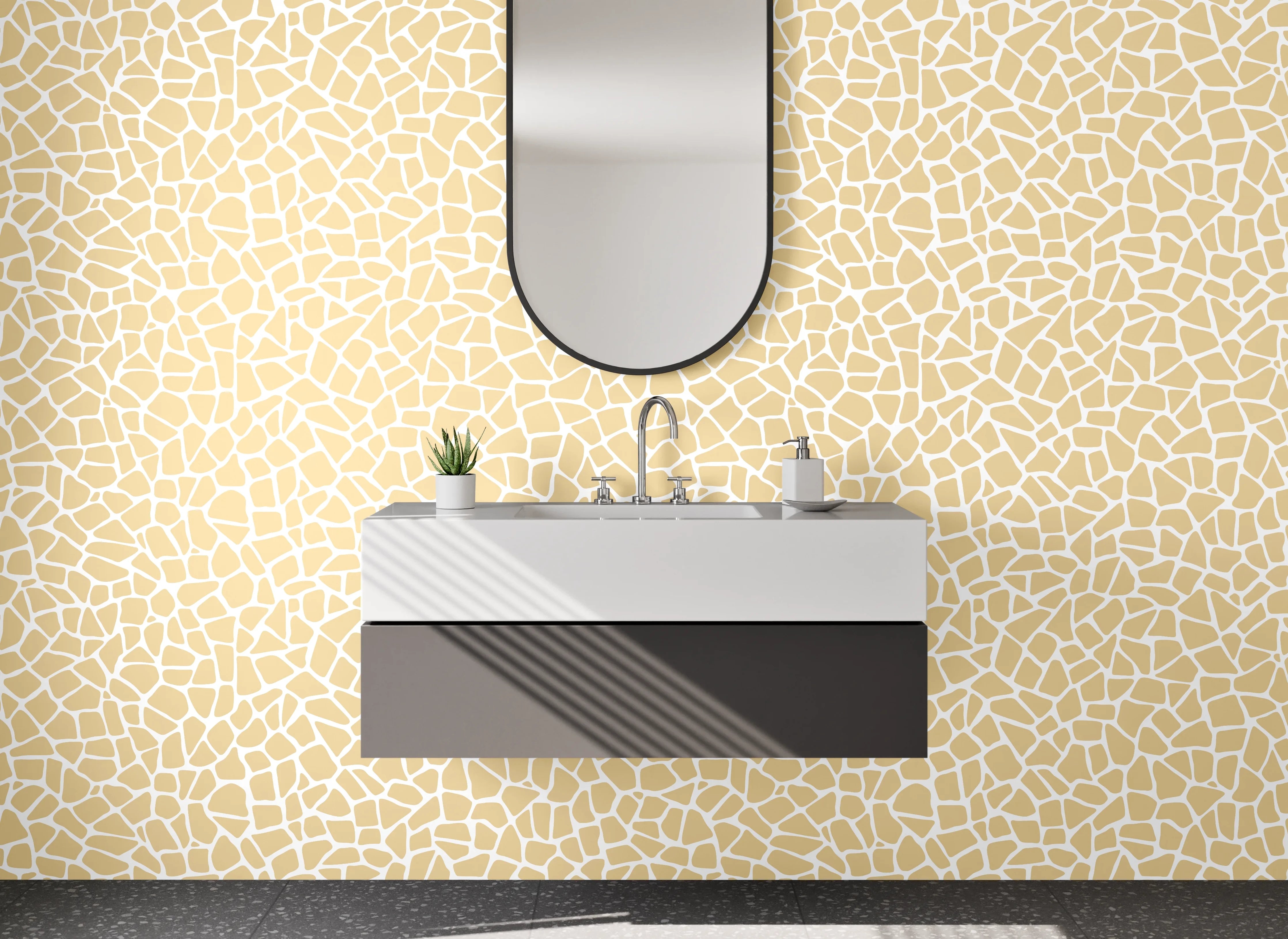 Waschbecken-Rückwand - Mosaik Muster Beige Weiß Modern