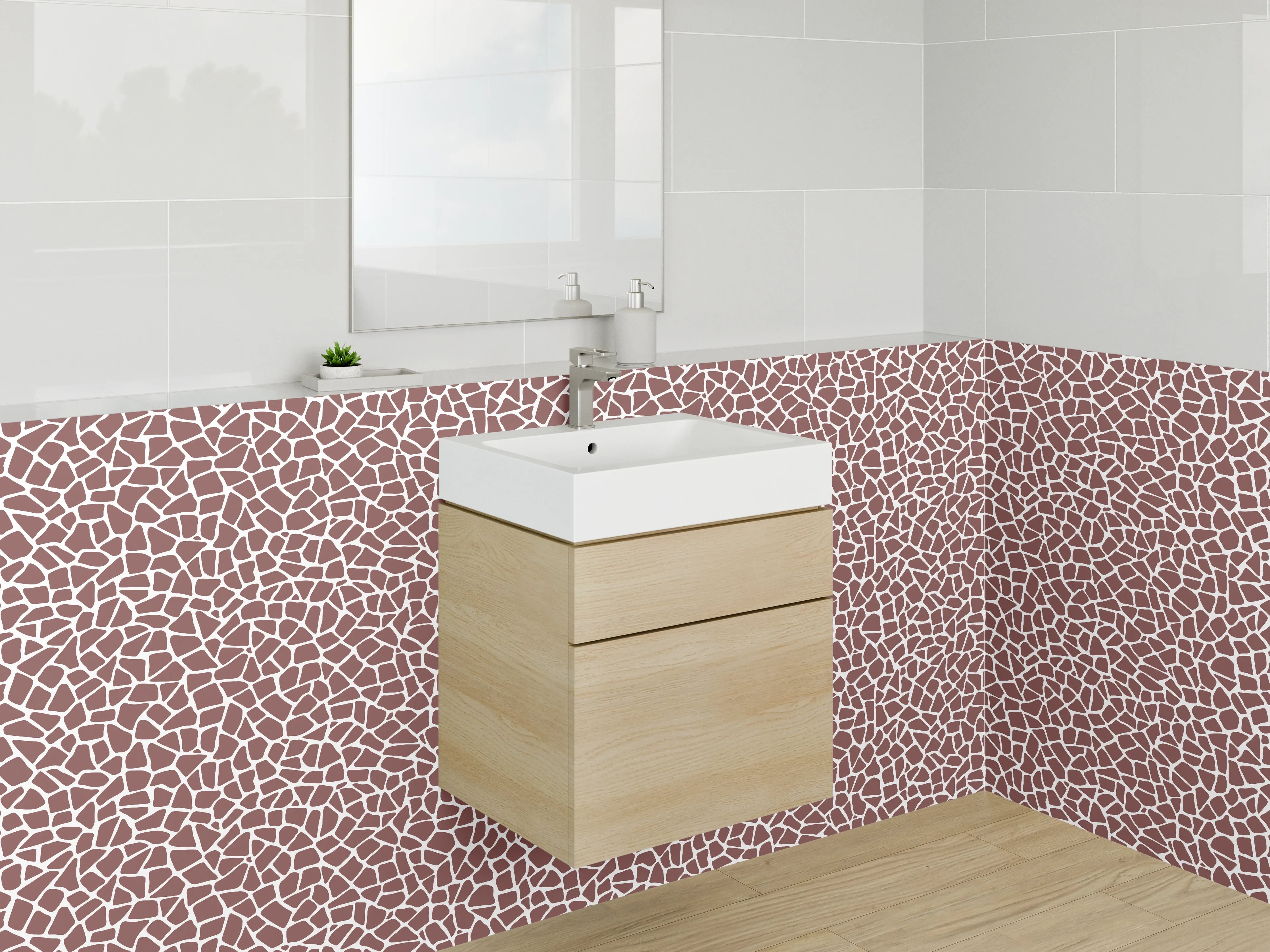 Waschbecken-Rückwand - Mosaik Muster Braun Beige Modern