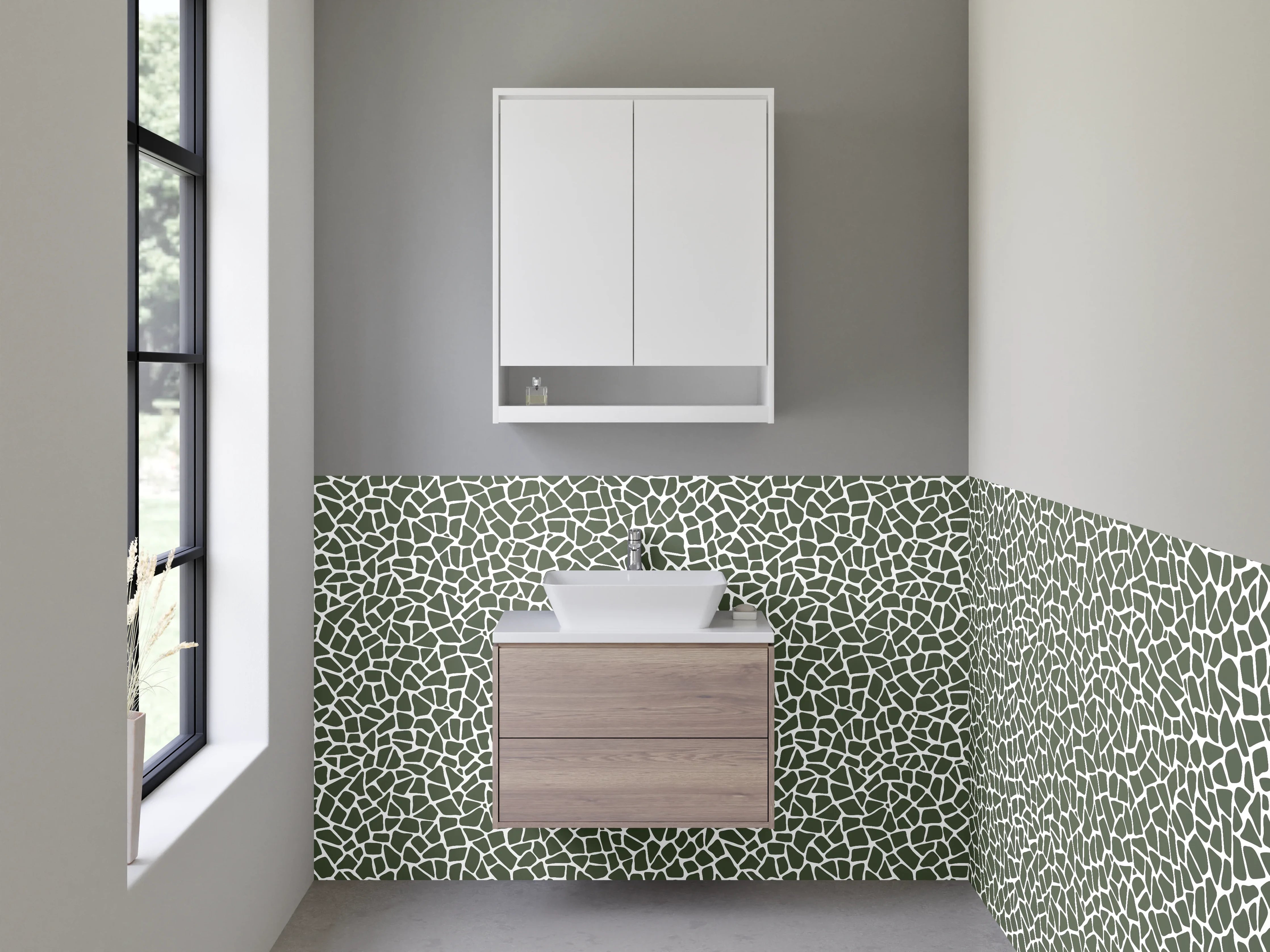 Waschbecken-Rückwand - Mosaik Muster Grau Weiß