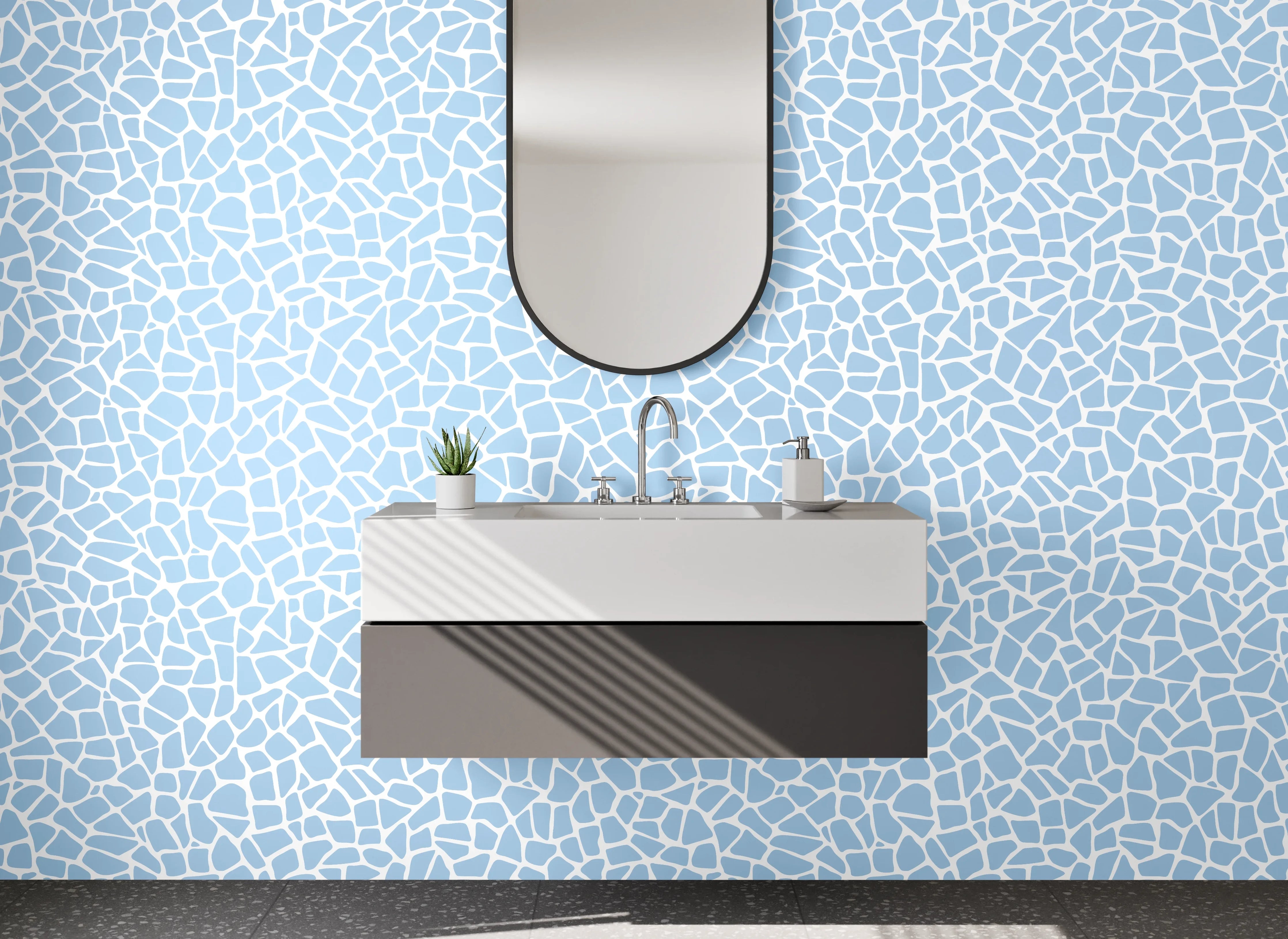 Waschbecken-Rückwand - Mosaik Wasserstruktur Hellblau Modern