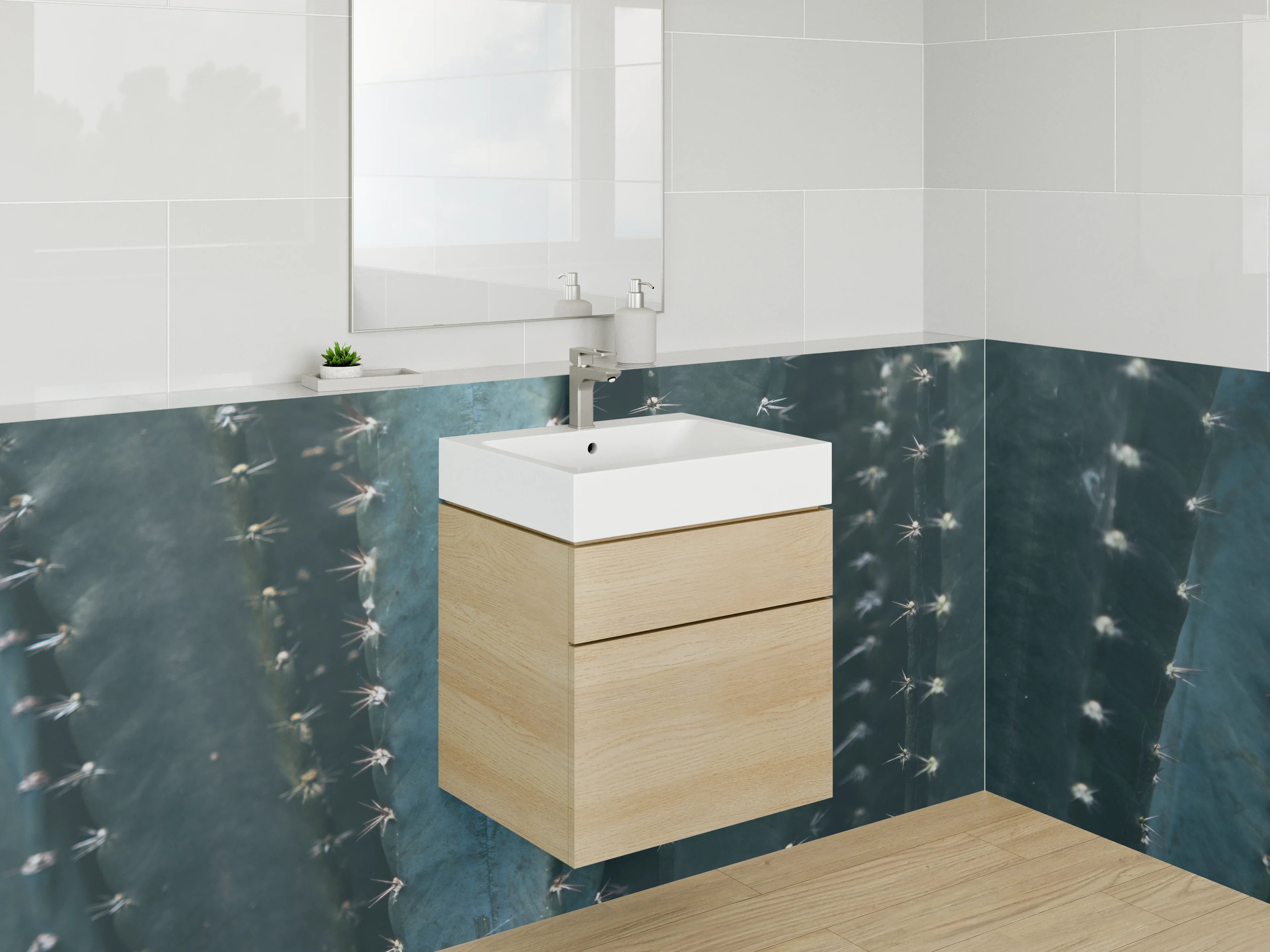 Waschbecken-Rückwand - Nahaufnahme Kaktus Struktur Wandbild