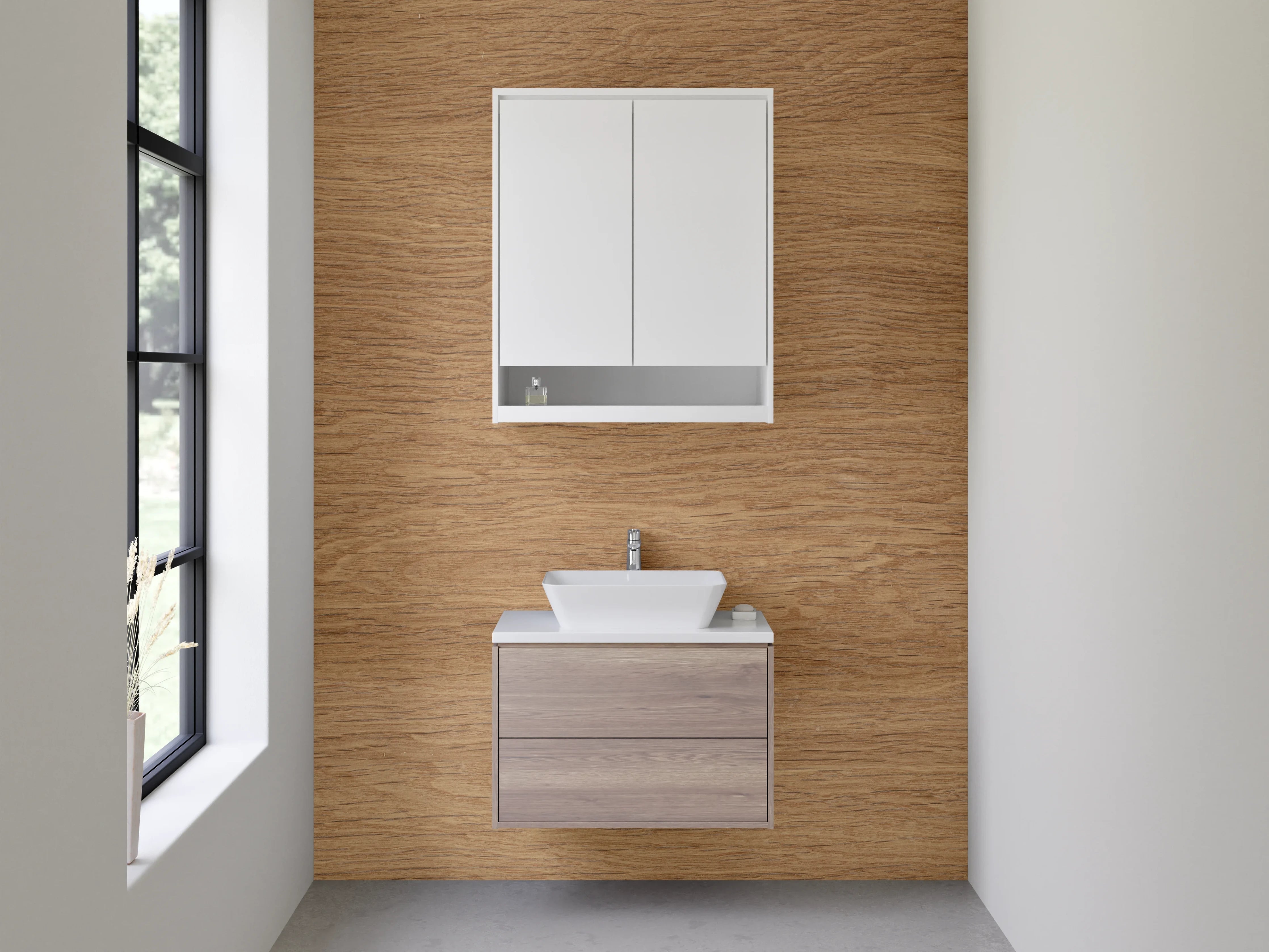 Waschbecken-Rückwand - Natürliches Holz Dekor für Küche