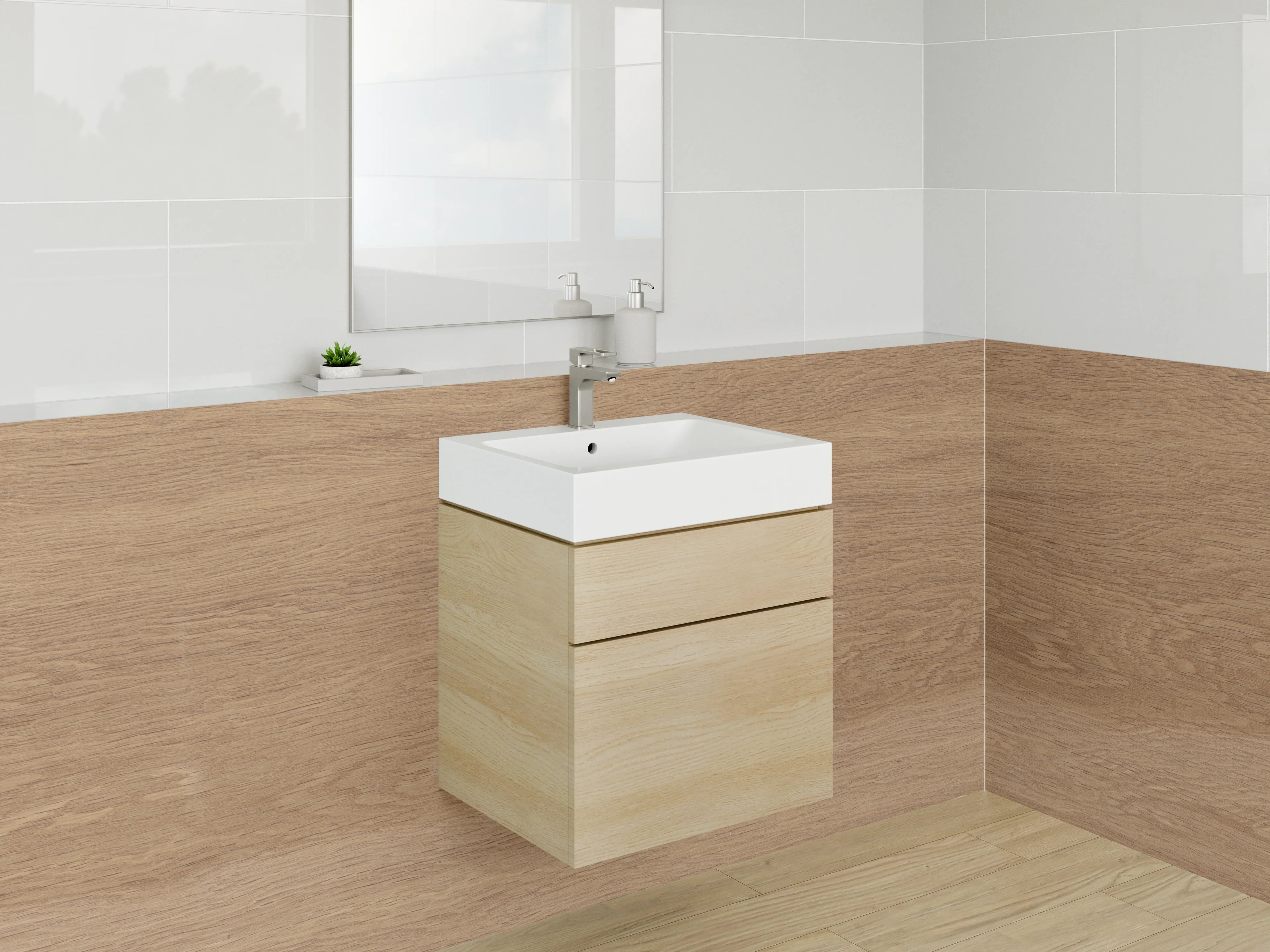 Waschbecken-Rückwand - Natürliches Holz Dekor für Küche
