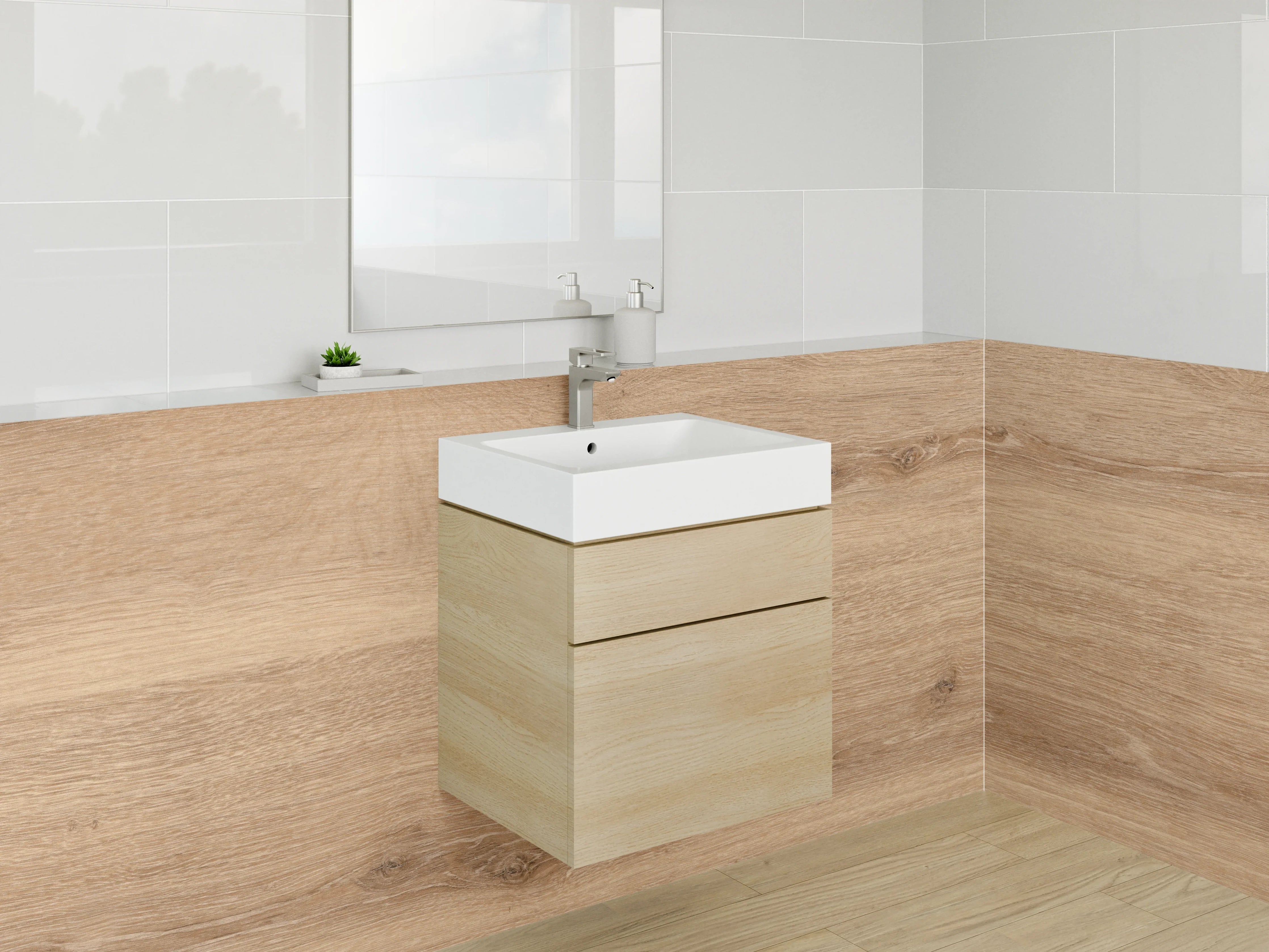 Waschbecken-Rückwand - Natürliches Holzdekor Eiche – Modern
