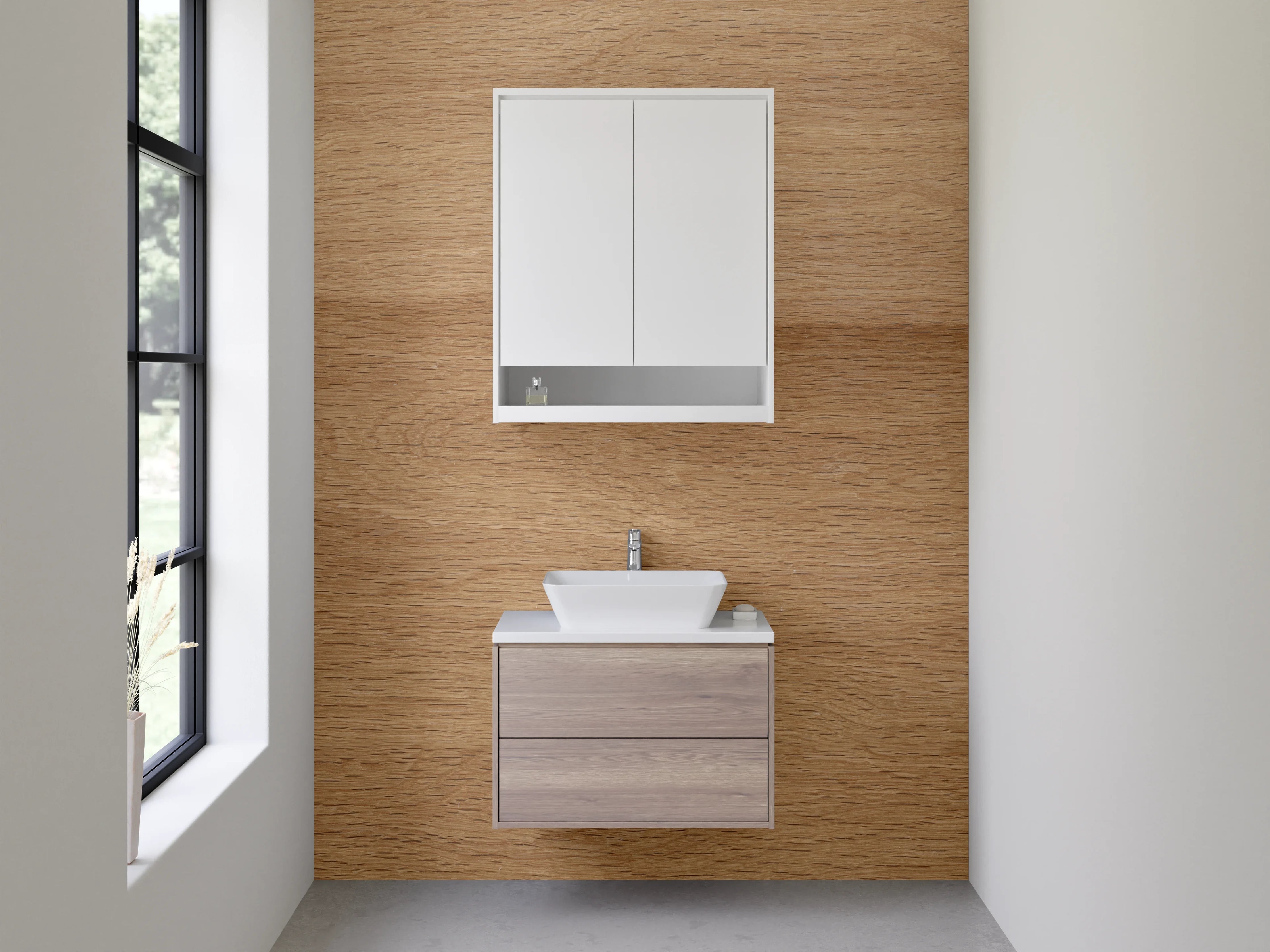 Waschbecken-Rückwand - Natürliches Holzdekor für Rückwände