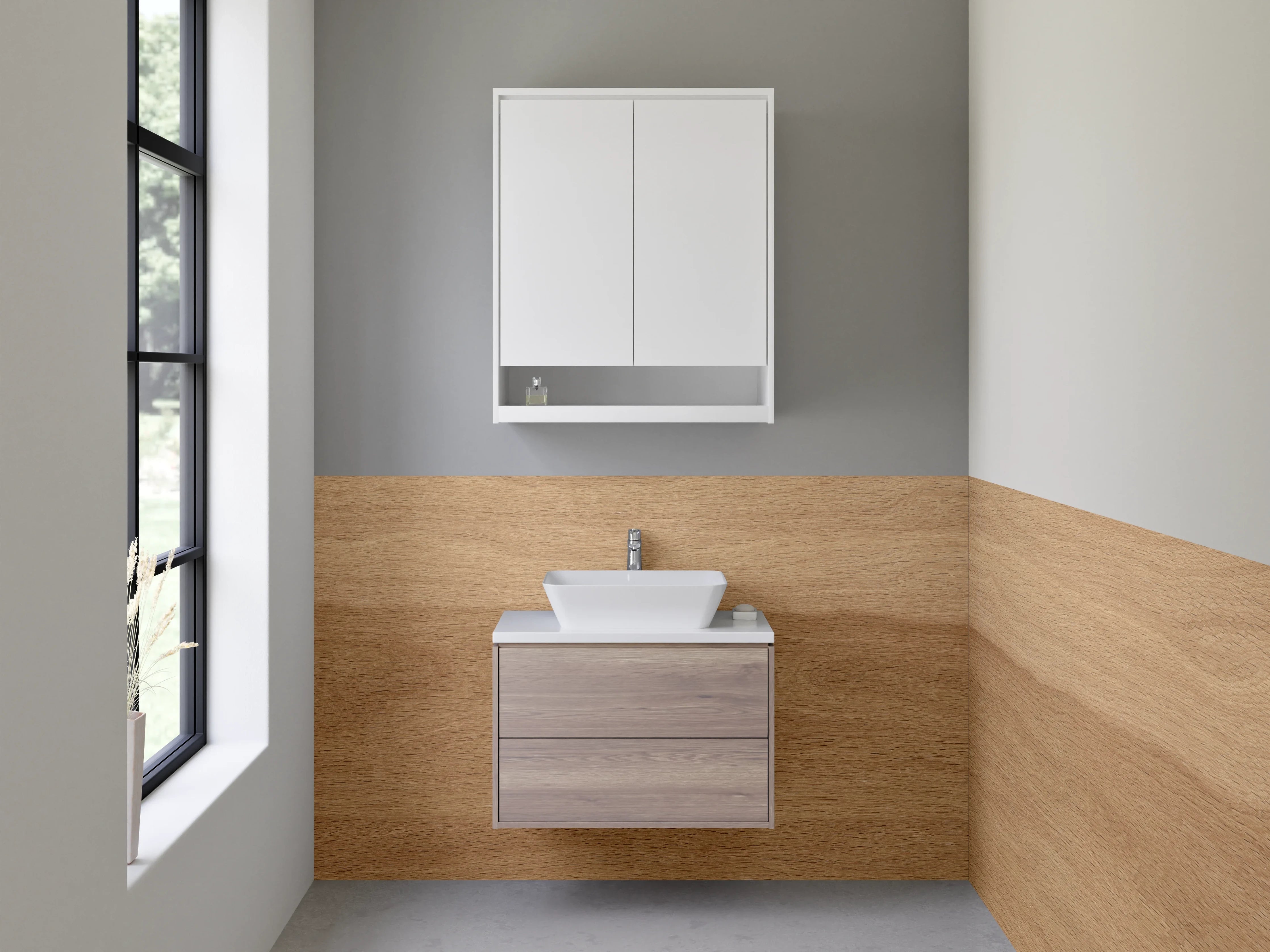 Waschbecken-Rückwand - Natürliches Holzdekor für Rückwände