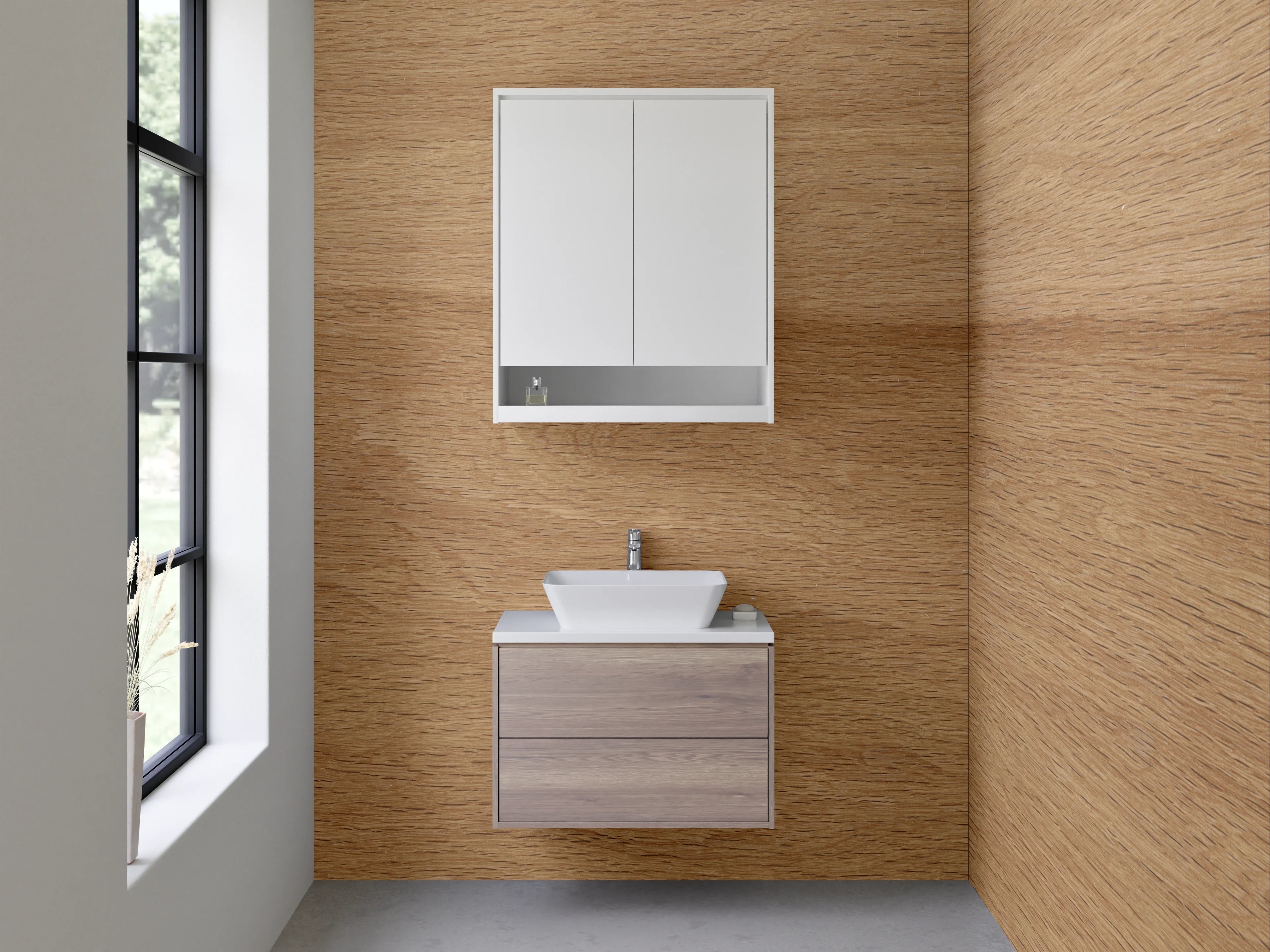 Waschbecken-Rückwand - Natürliches Holzdekor für Rückwände