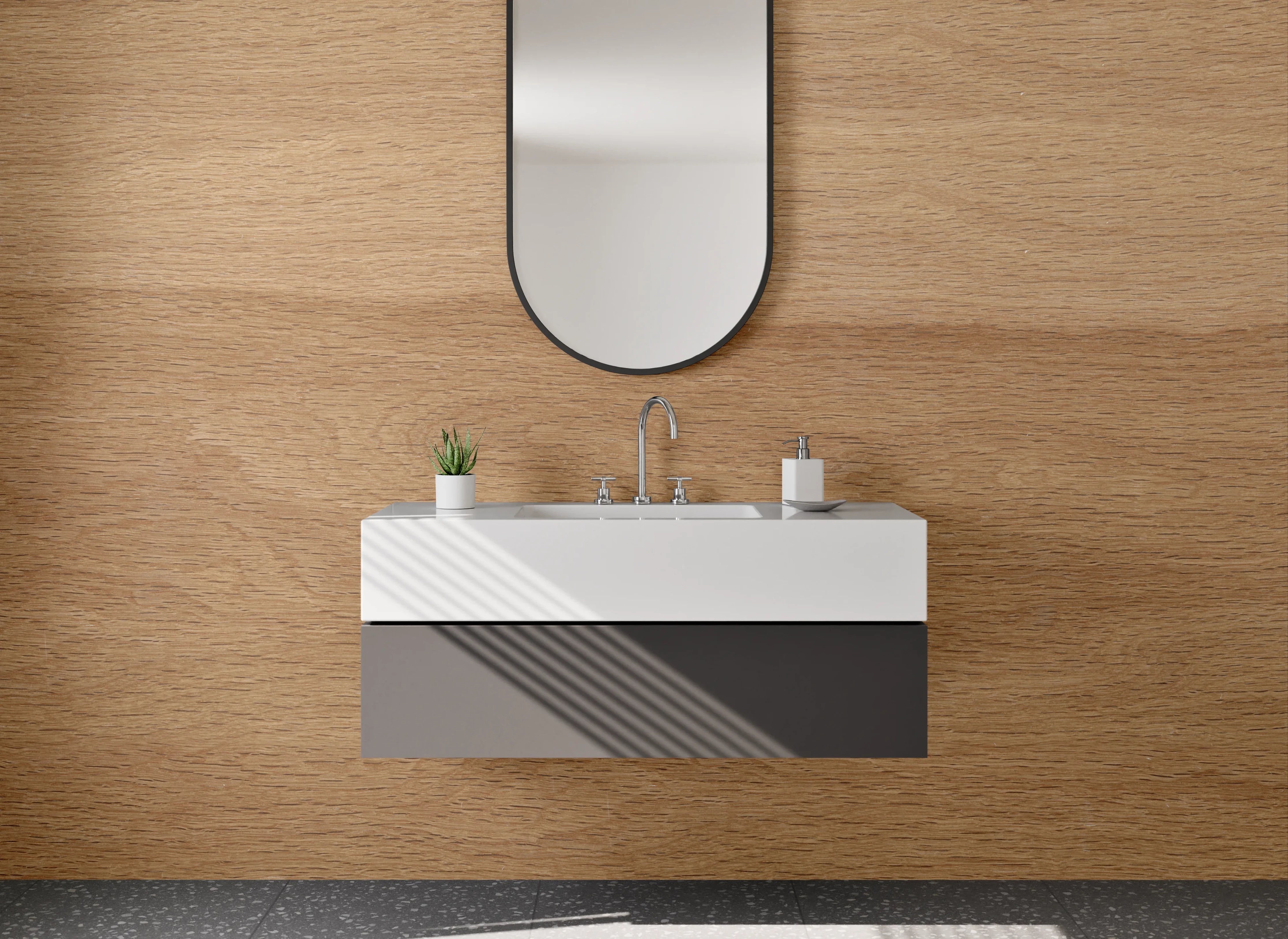 Waschbecken-Rückwand - Natürliches Holzdekor für Rückwände