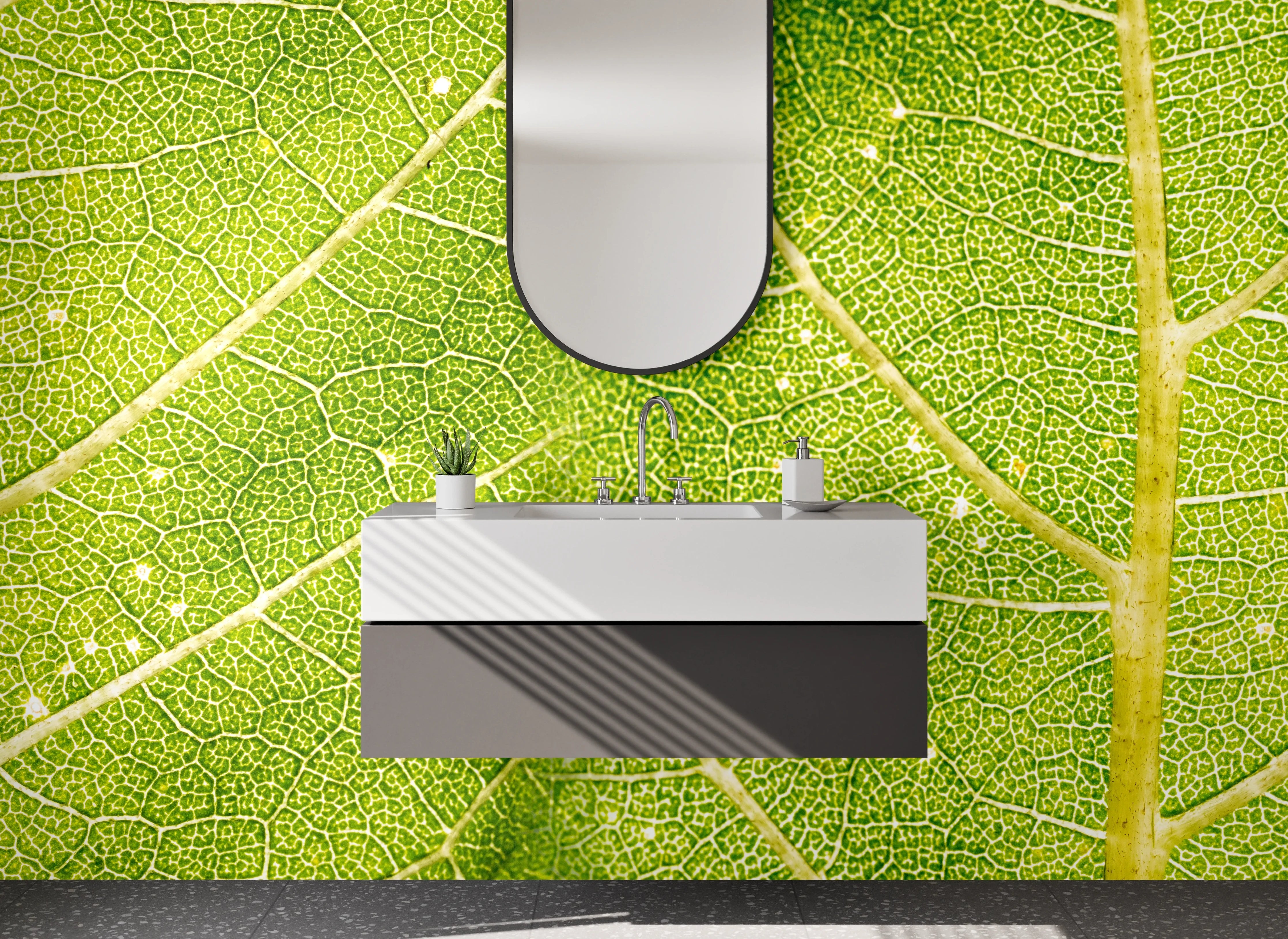 Waschbecken-Rückwand - Natur Blatt Struktur Grün Wandbild