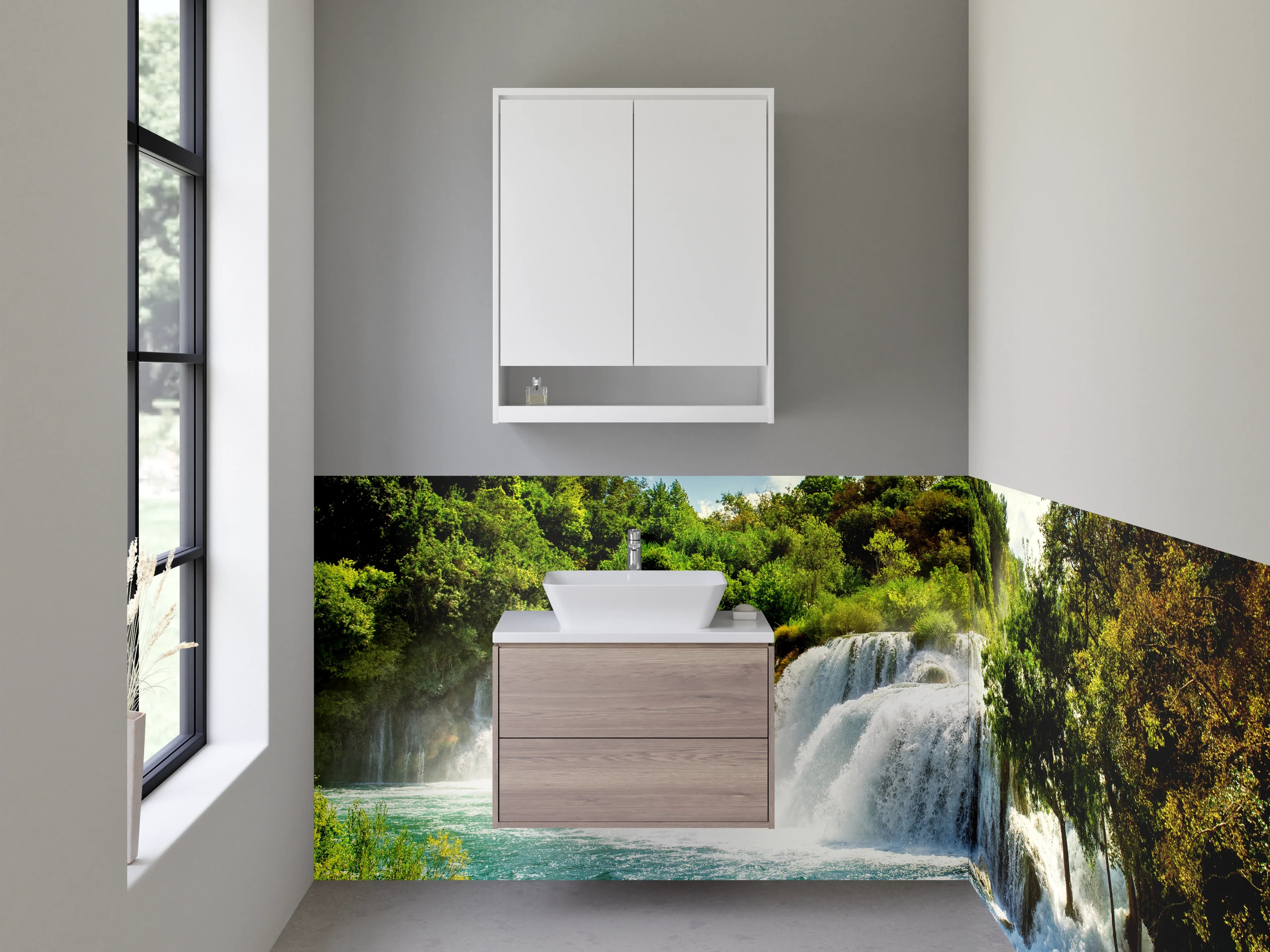 Waschbecken-Rückwand - Natur Wasserfall Landschaft Poster