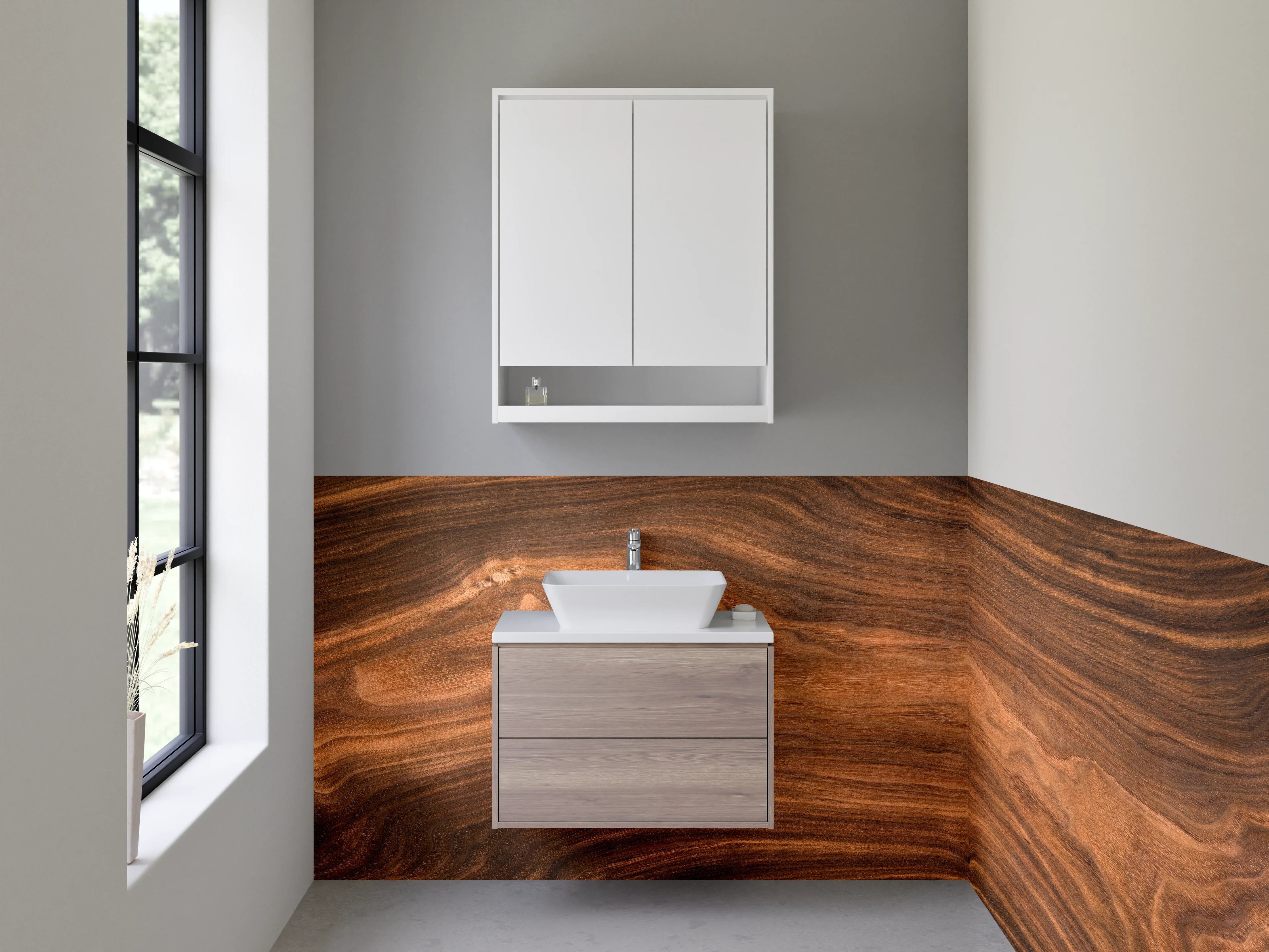 Waschbecken-Rückwand - Naturholz Maserung Design