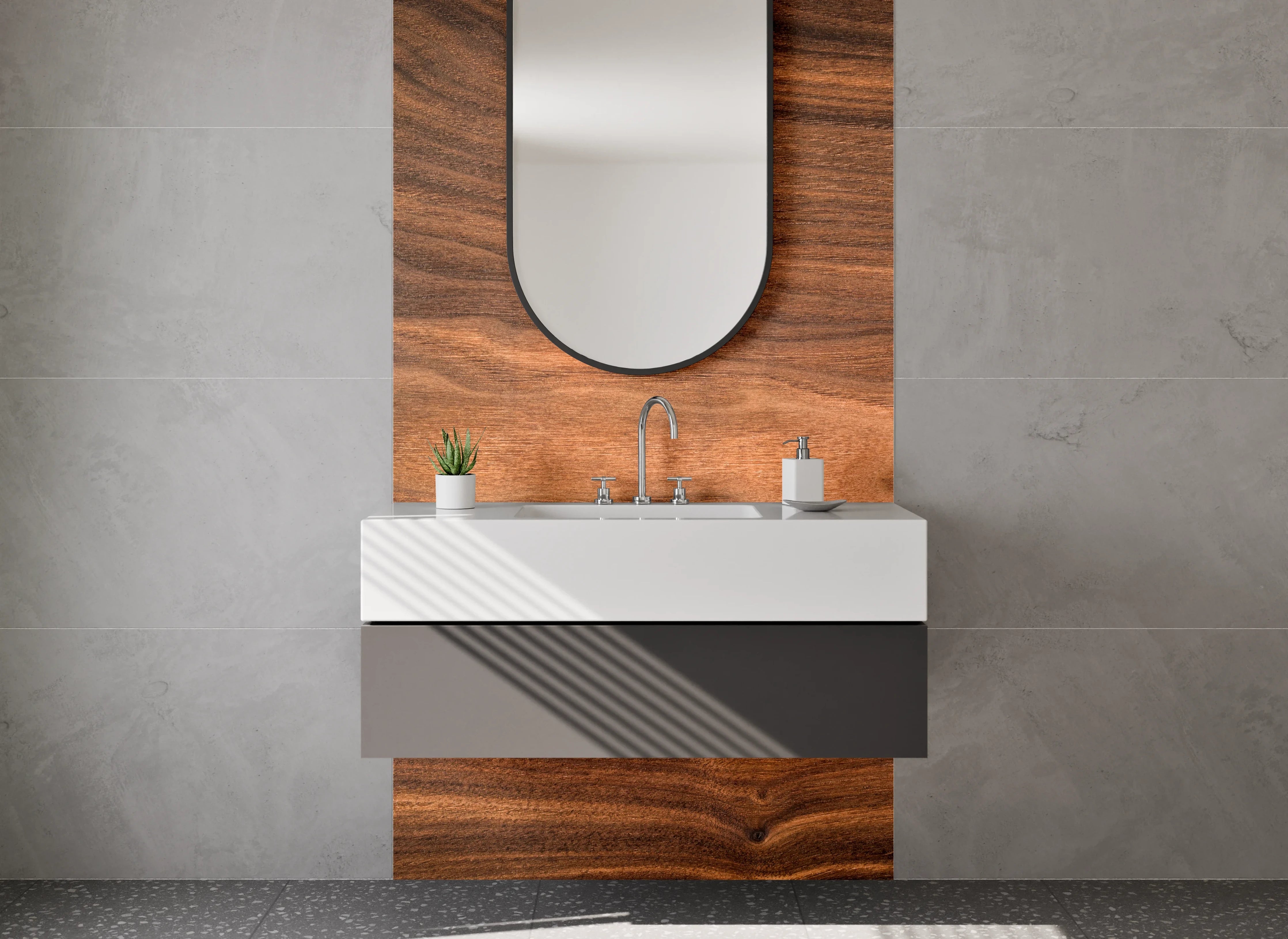 Waschbecken-Rückwand - Naturholz Maserung Design