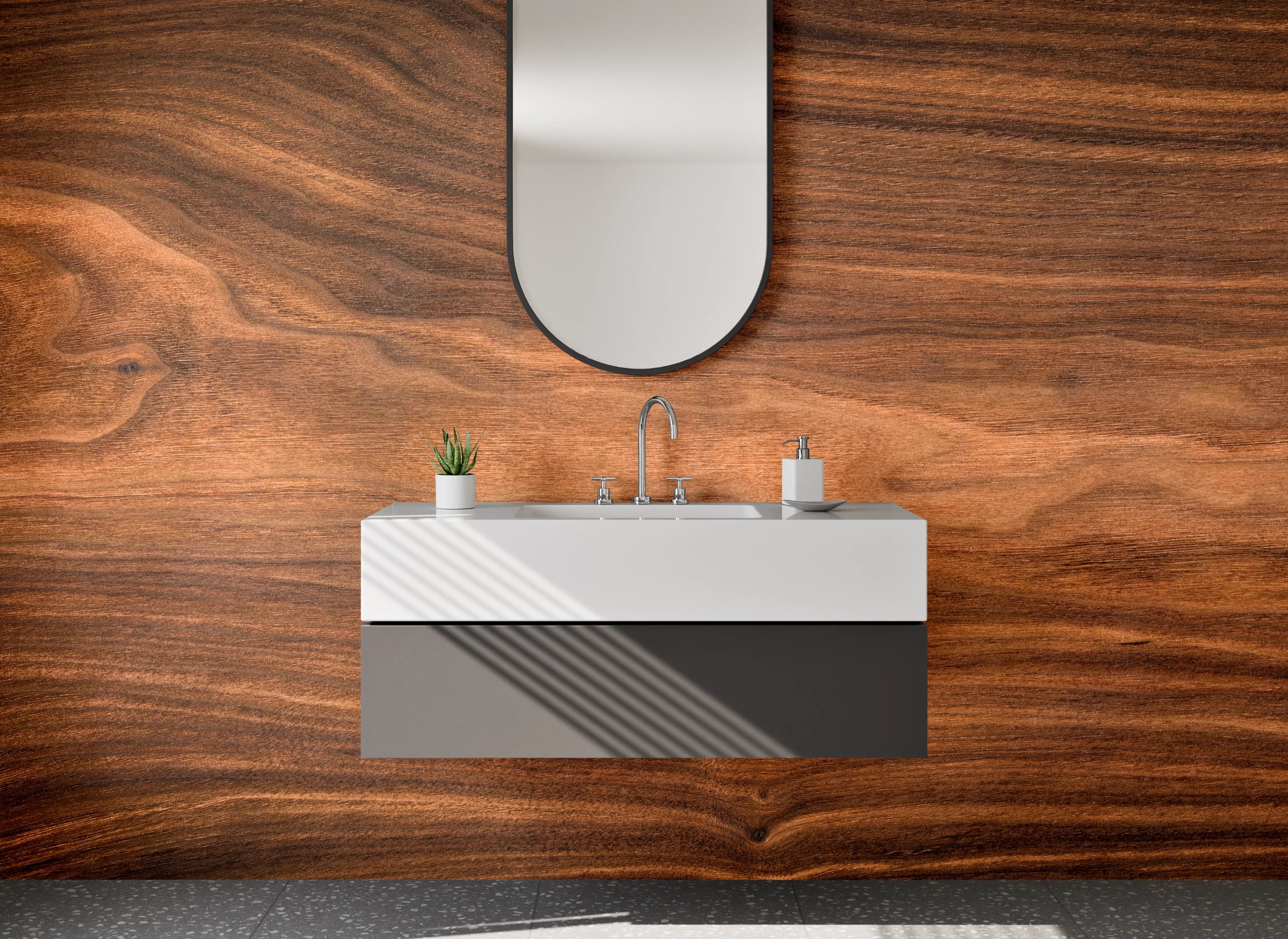 Waschbecken-Rückwand - Naturholz Maserung Design