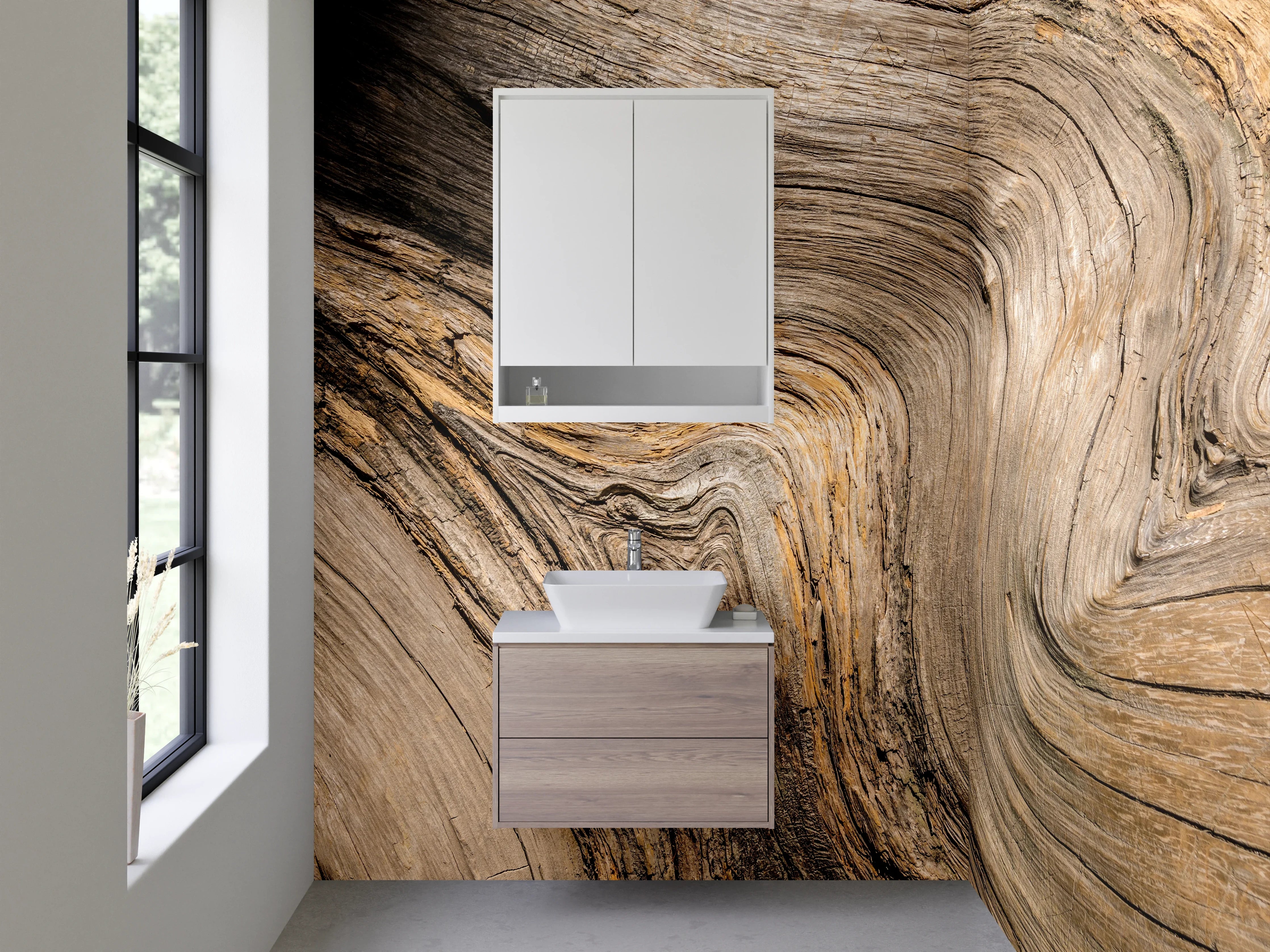 Waschbecken-Rückwand - Naturholz Maserung Fotodruck