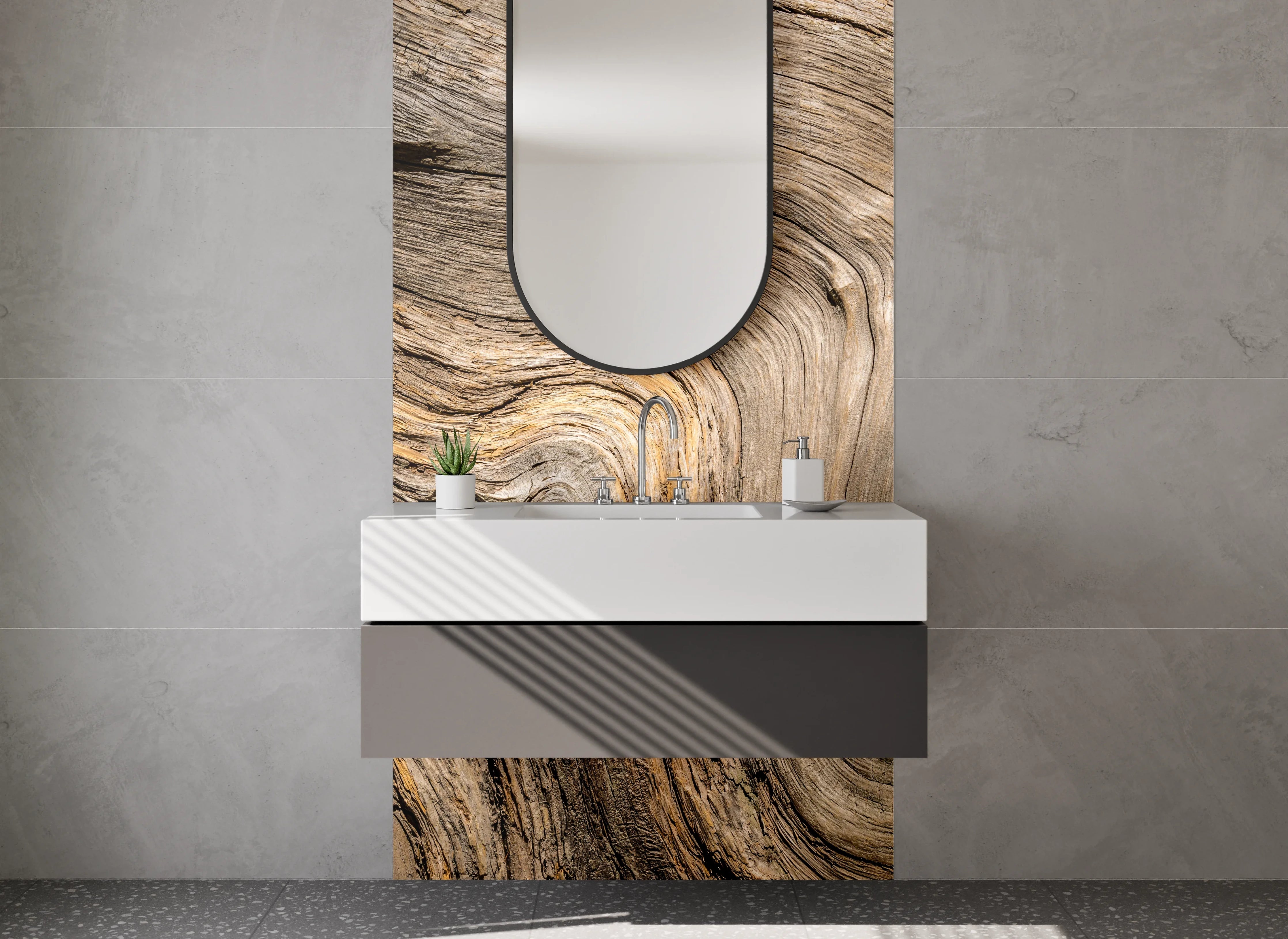 Waschbecken-Rückwand - Naturholz Maserung Fotodruck