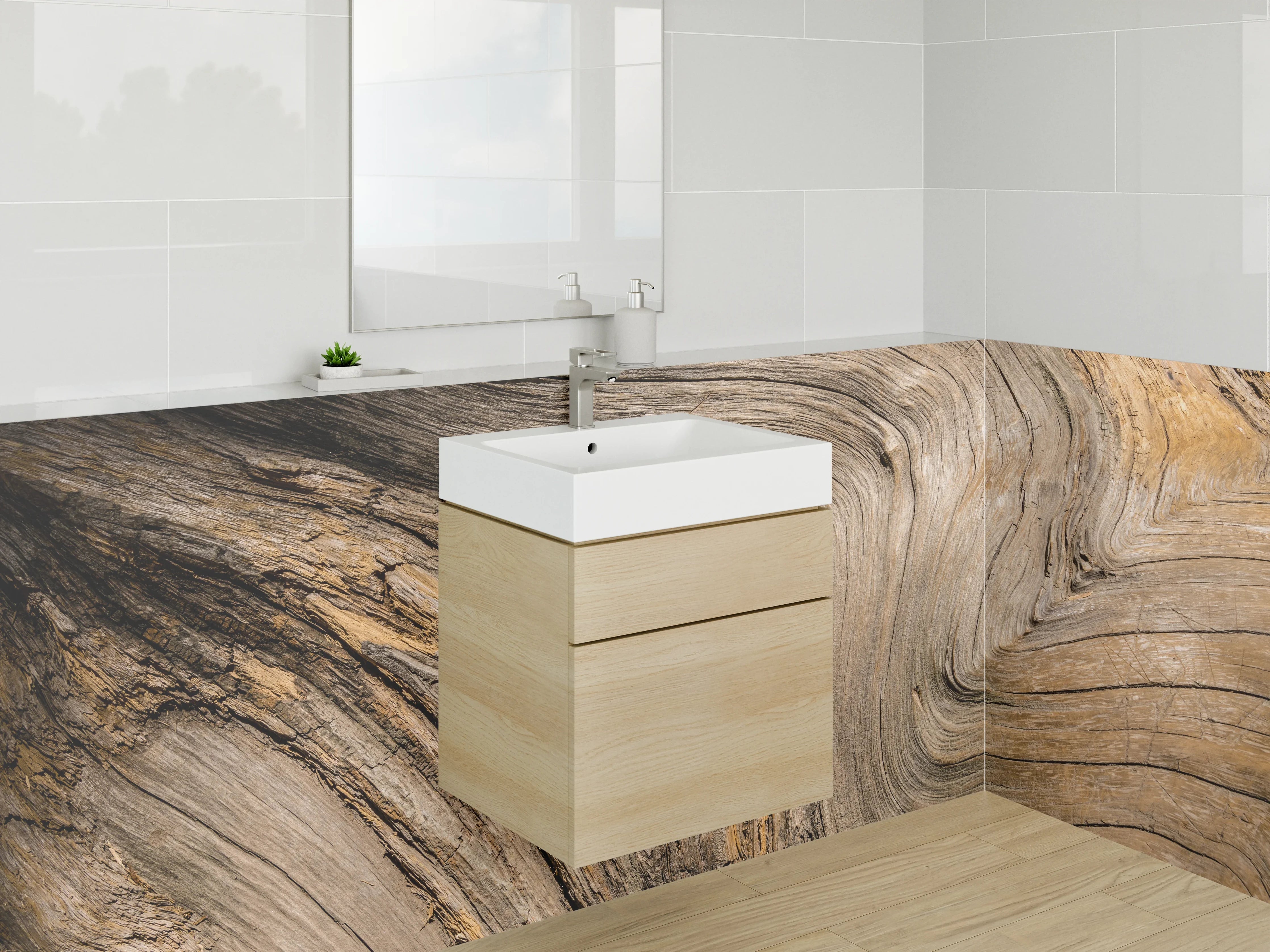 Waschbecken-Rückwand - Naturholz Maserung Fotodruck