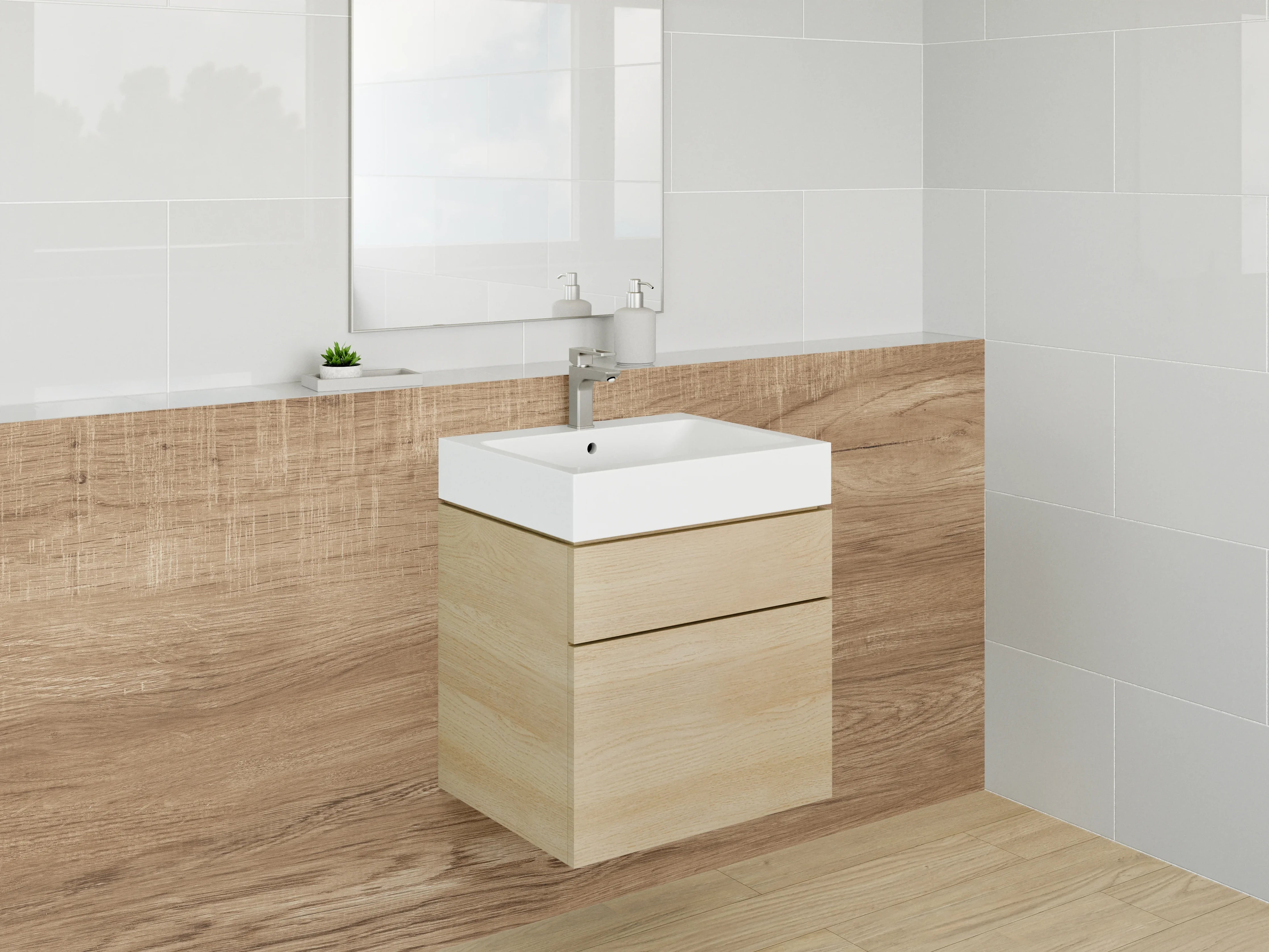 Waschbecken-Rückwand - Naturholz-Optik: Eiche Dekor