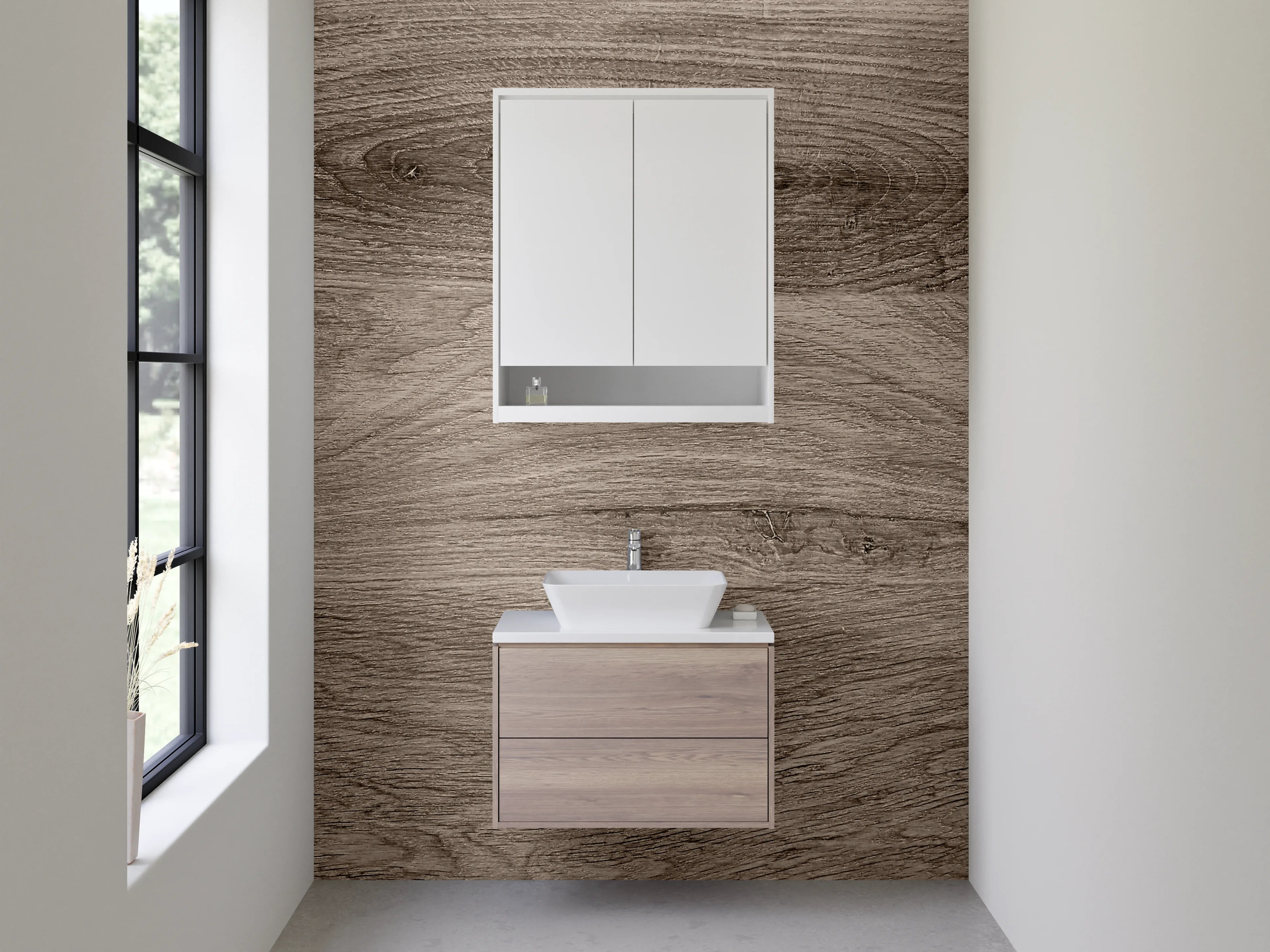 Waschbecken-Rückwand - Naturholzmuster