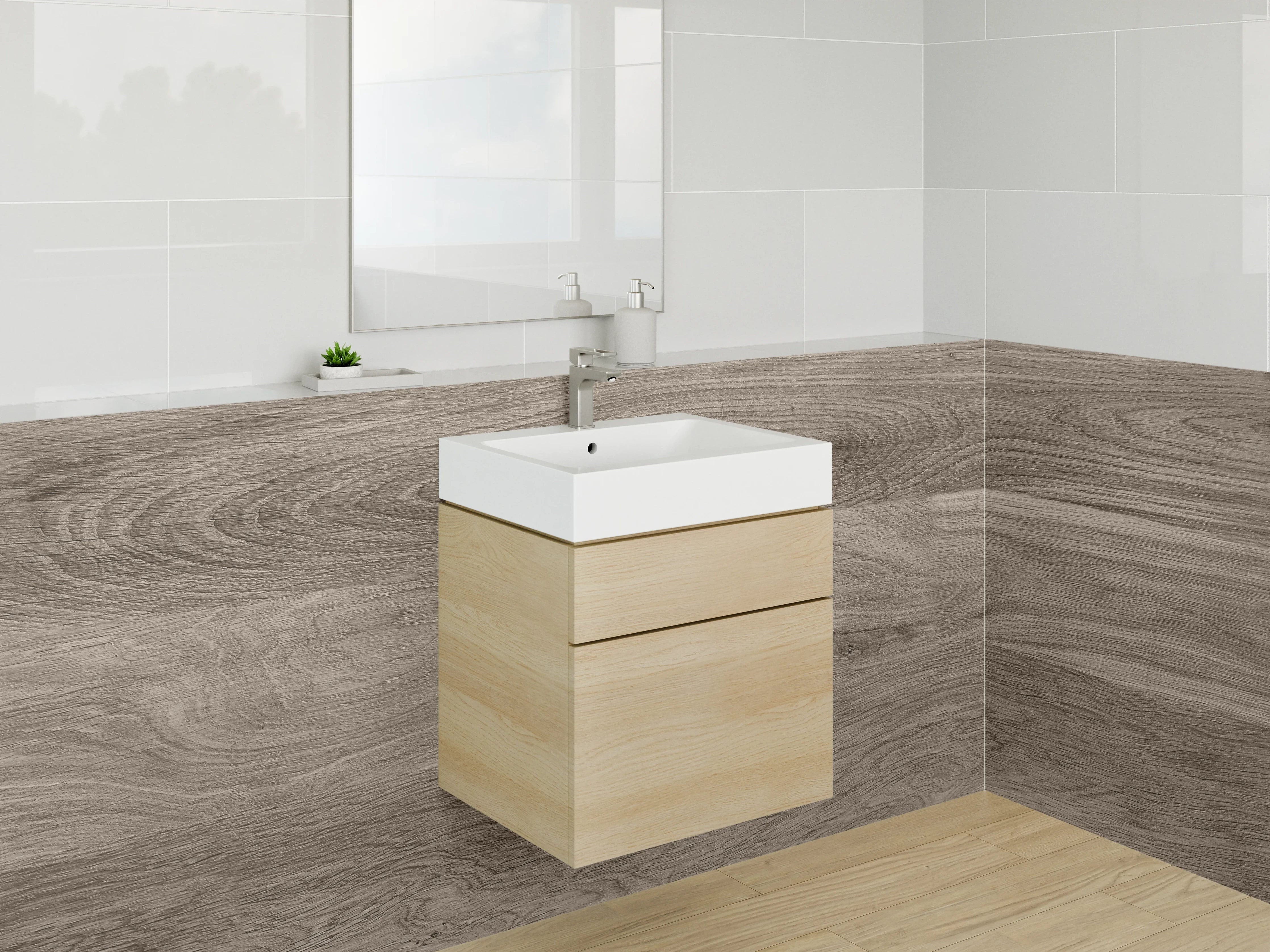 Waschbecken-Rückwand - Naturholzmuster