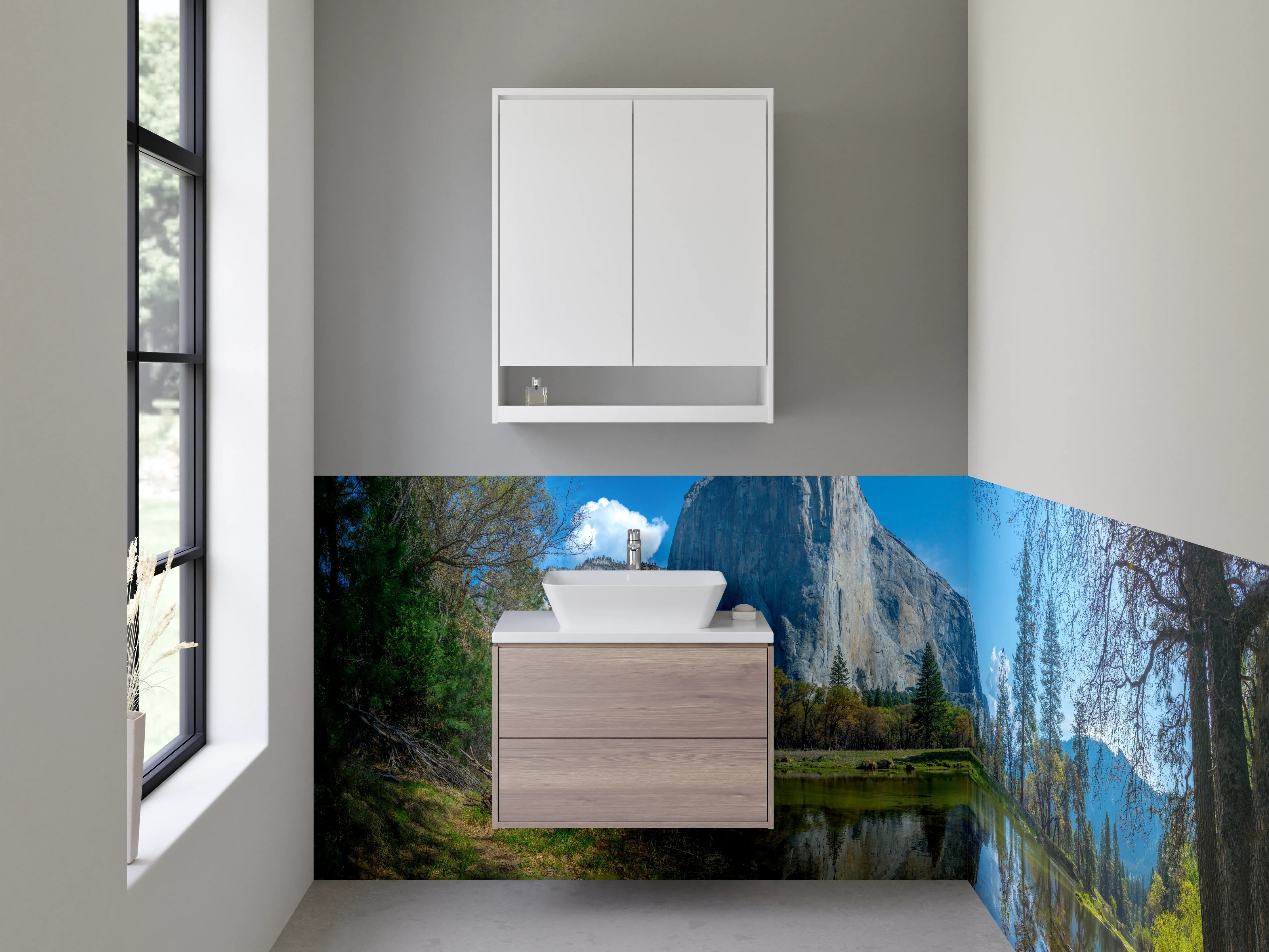 Waschbecken-Rückwand - Naturparadies am Wasser