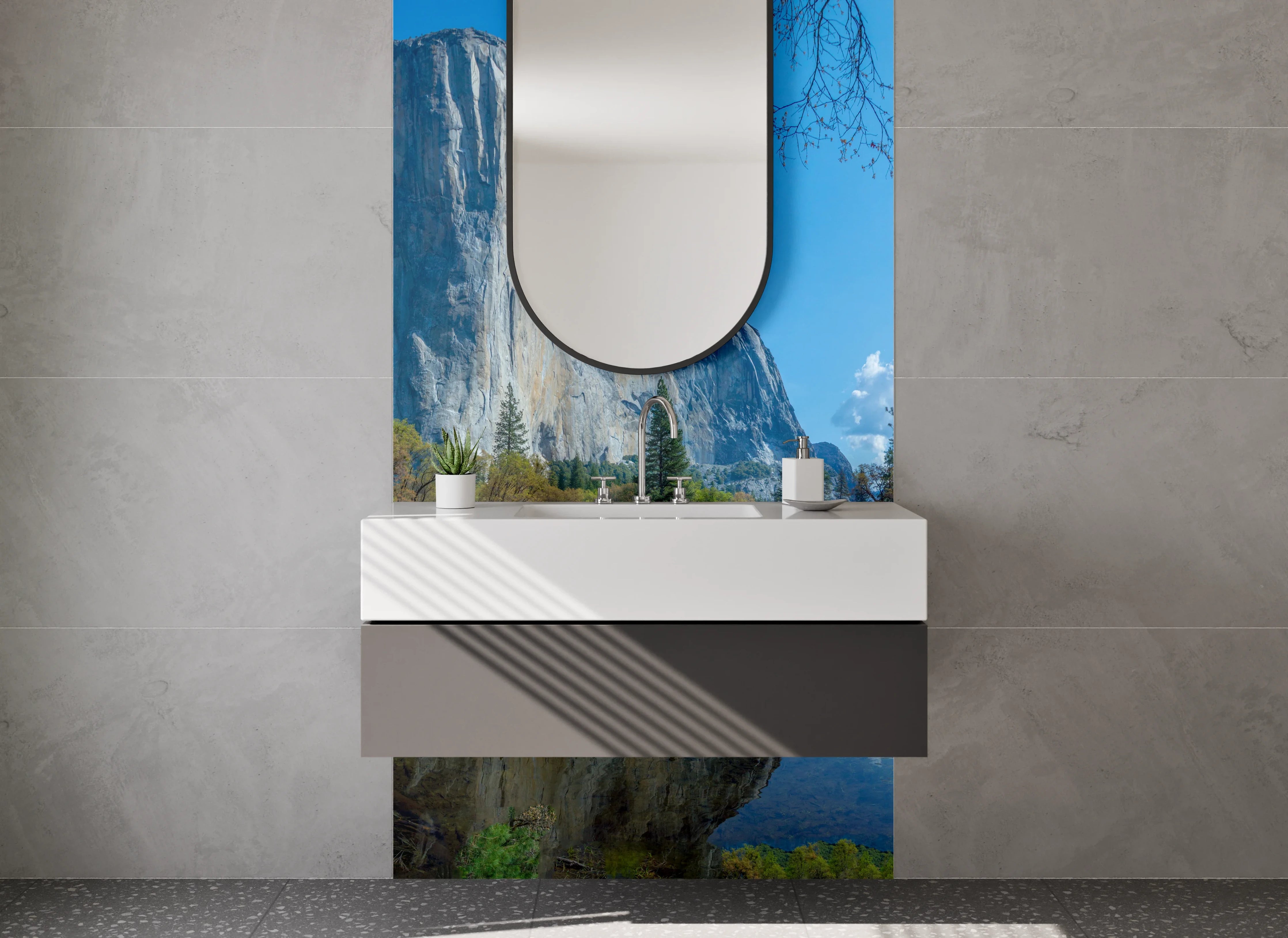 Waschbecken-Rückwand - Naturparadies am Wasser