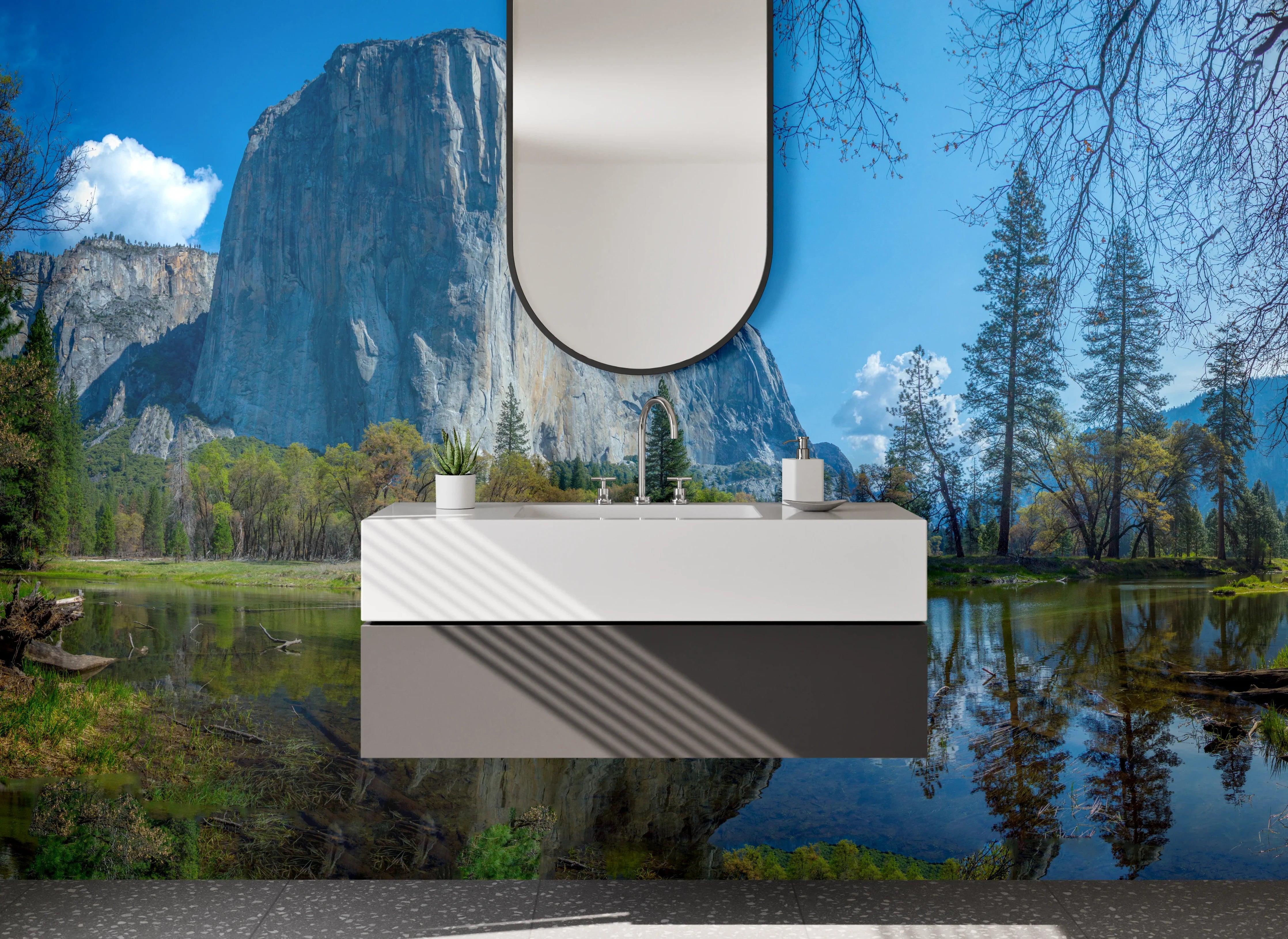 Waschbecken-Rückwand - Naturparadies am Wasser