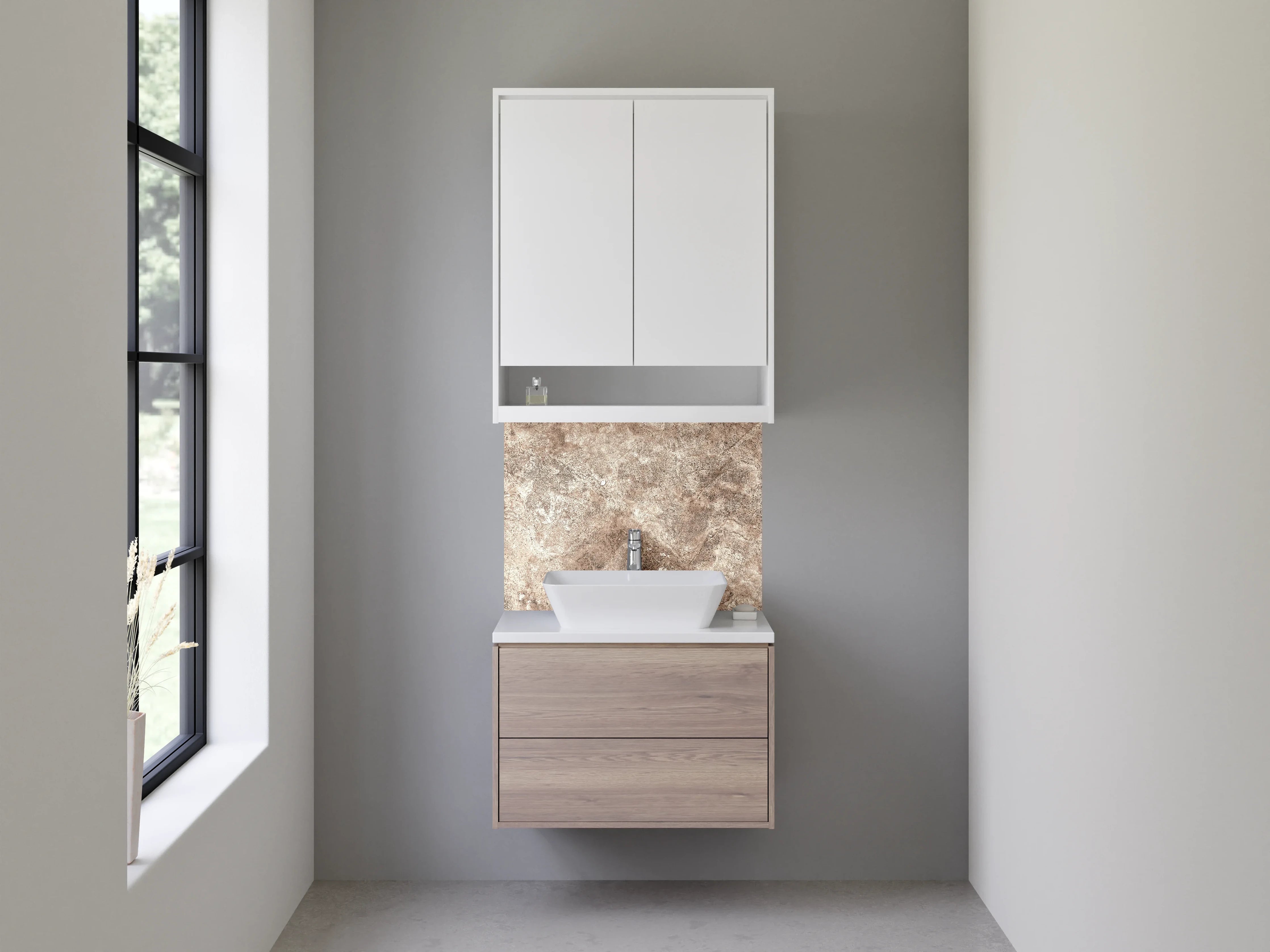 Waschbecken-Rückwand - Natursteinoptik Braun Beige Fliese