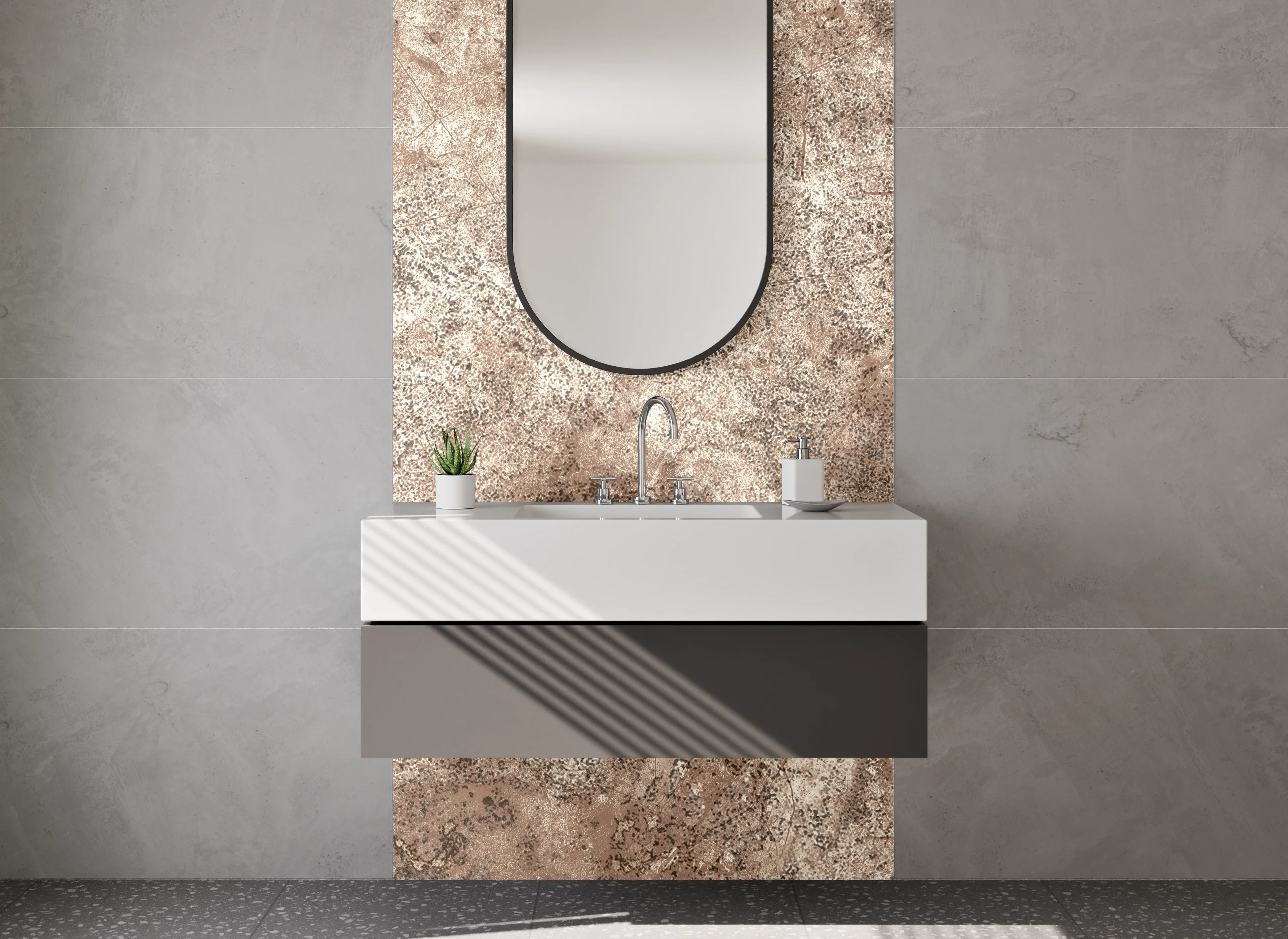 Waschbecken-Rückwand - Natursteinoptik Braun Beige Fliese