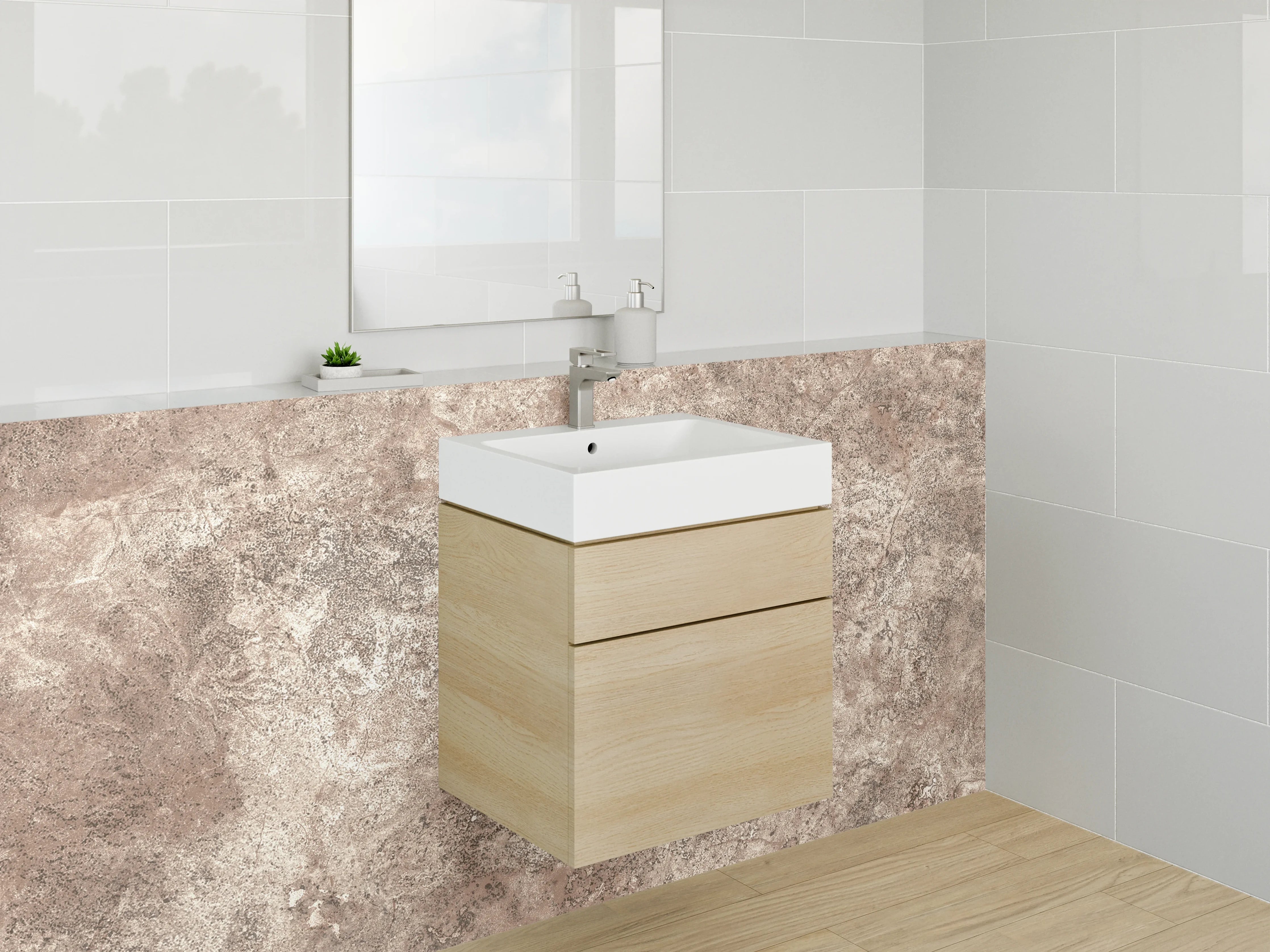 Waschbecken-Rückwand - Natursteinoptik Braun Beige Fliese